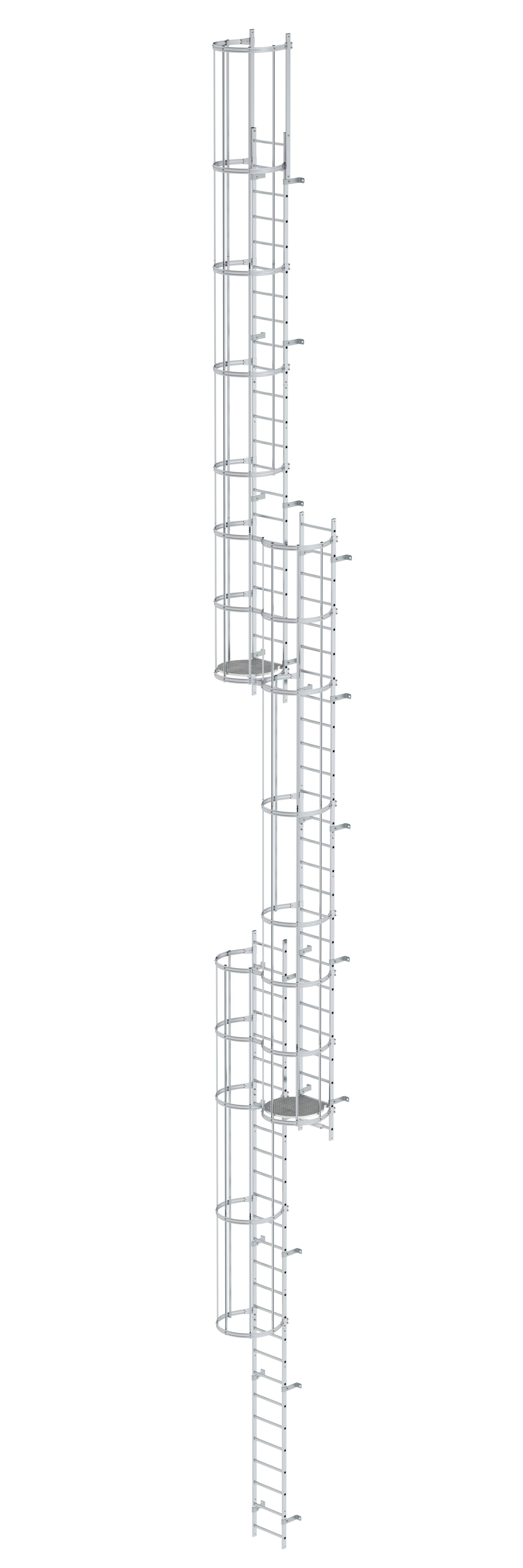MUNK Mehrzügige Steigleiter mit Rückenschutz (Notleiter) Aluminium blank