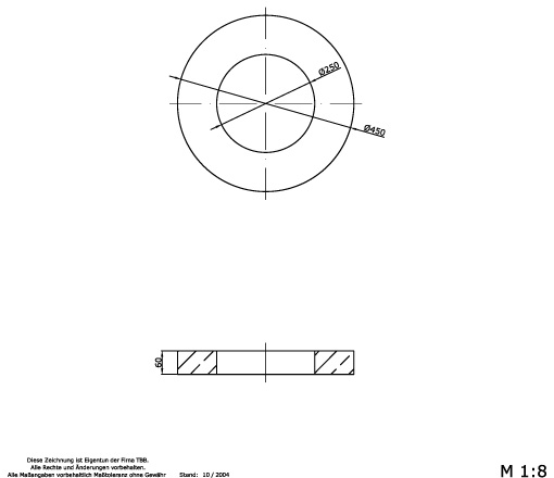 Hofablauf Auflagering für Klasse A+B Ø-innen 250 Ø-außen 450mm, Höhe 6cm