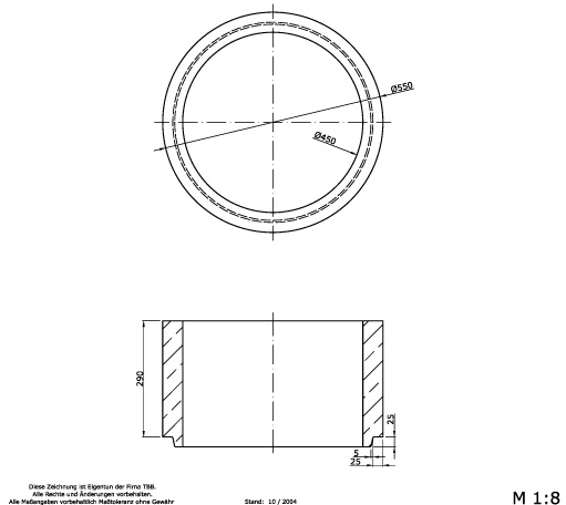 Strassenablauf Schaft ohne Tragnocken Teil 5b, h 290 mm