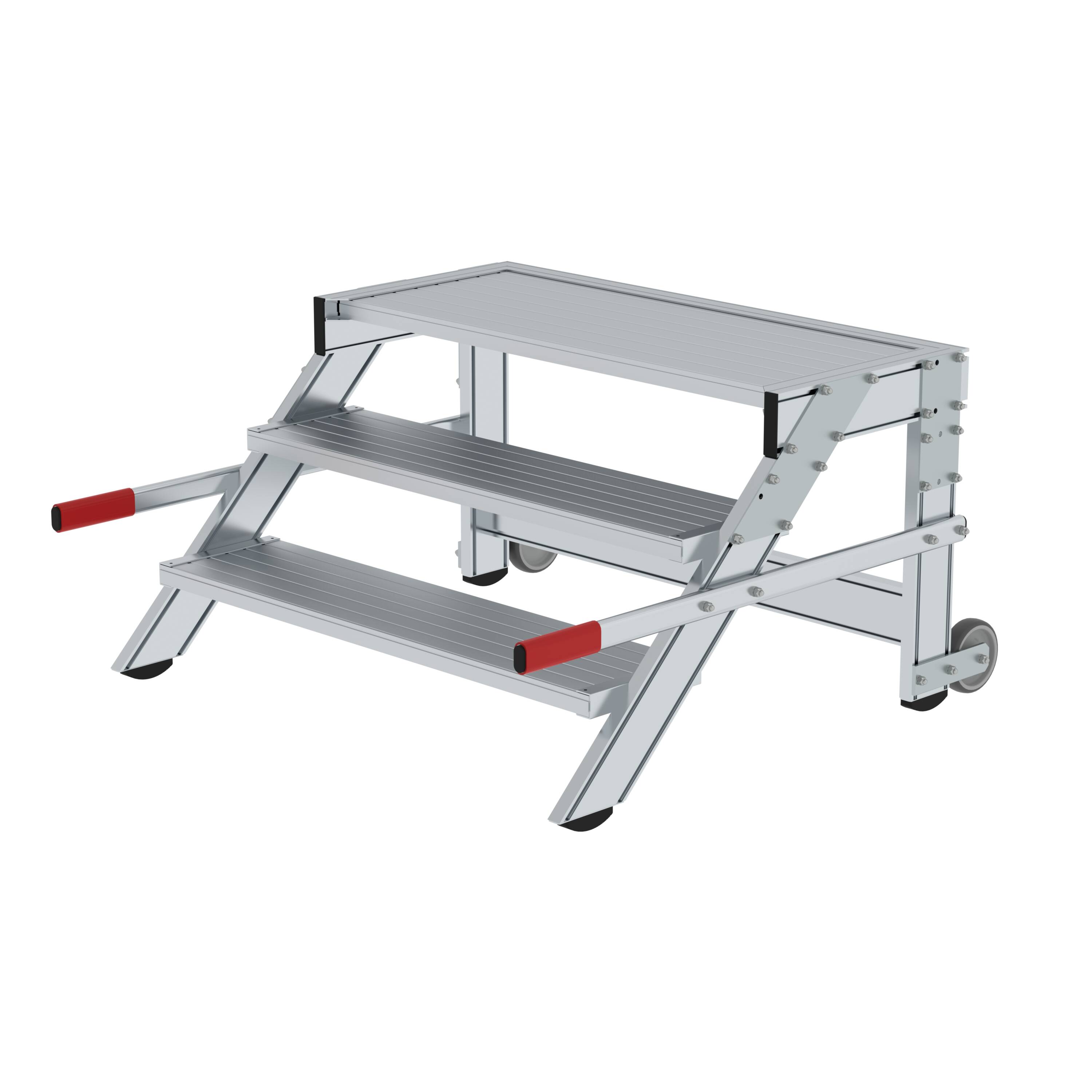MUNK Arbeitspodest fahrbar, Stufenbreite 1000 mm, Aluminium geriffelt