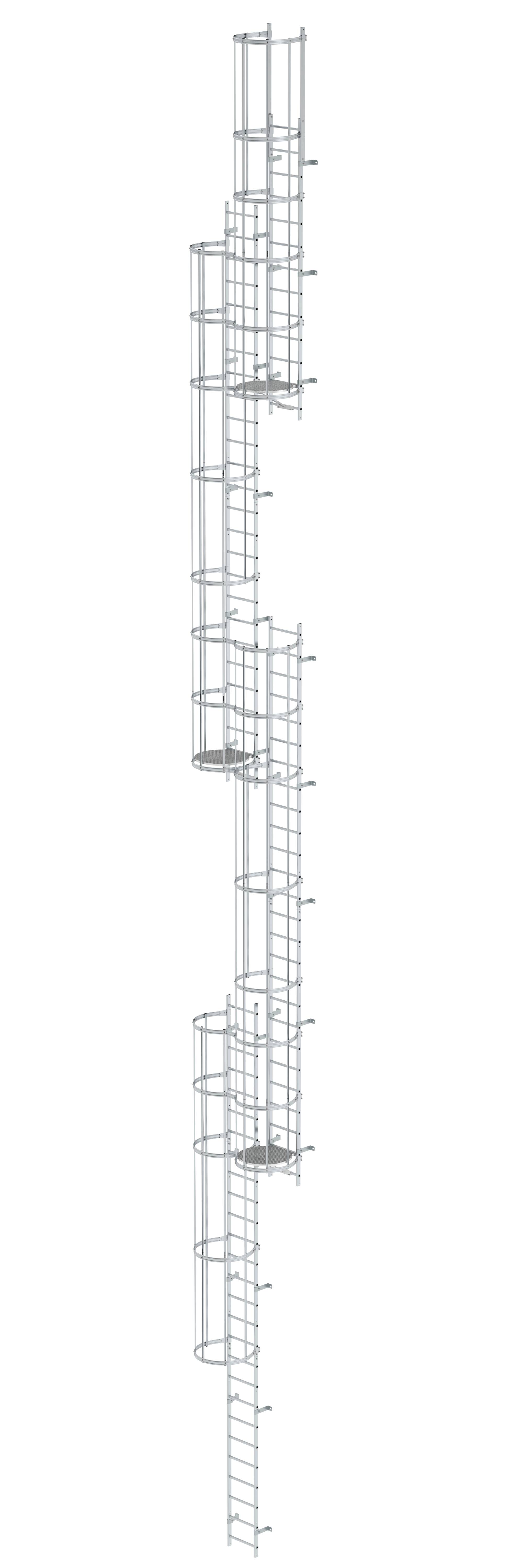 MUNK Mehrzügige Steigleiter mit Rückenschutz (Notleiter) Aluminium blank