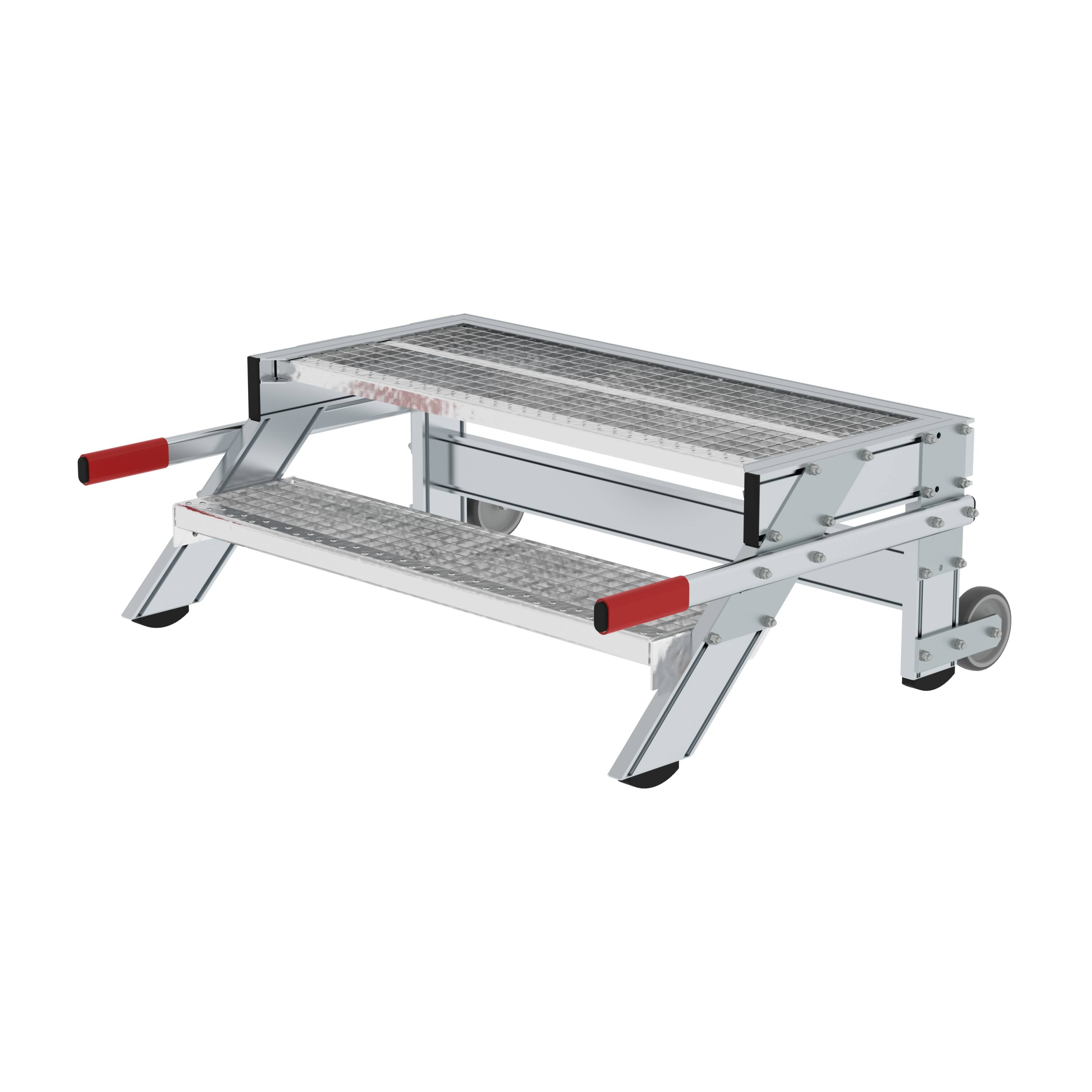 MUNK Arbeitspodest fahrbar, Stufenbreite 1000 mm, Stahl-Gitterrost