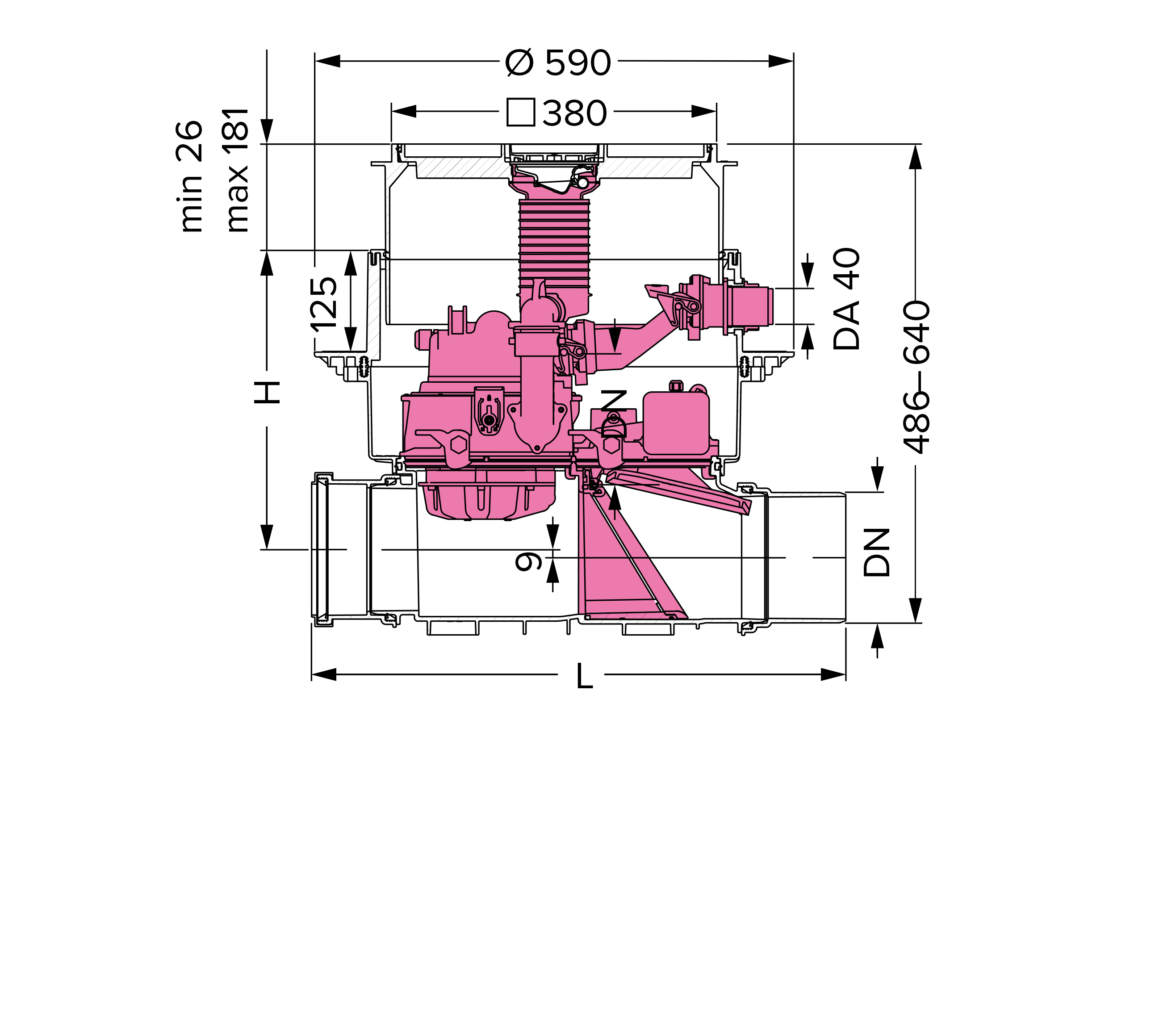 Kessel Rückstauhebeanlage Ecolift Artikelnummer 21000S, Einbau in Bodenplatte