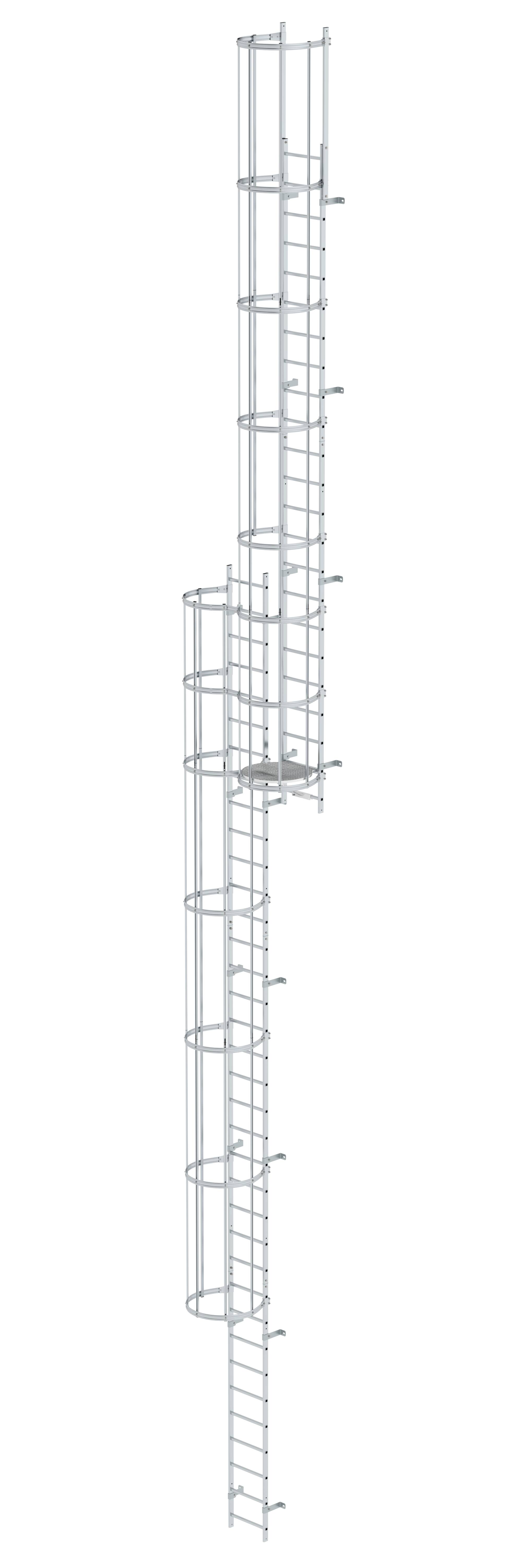 MUNK Mehrzügige Steigleiter mit Rückenschutz (Bau) Aluminium blank