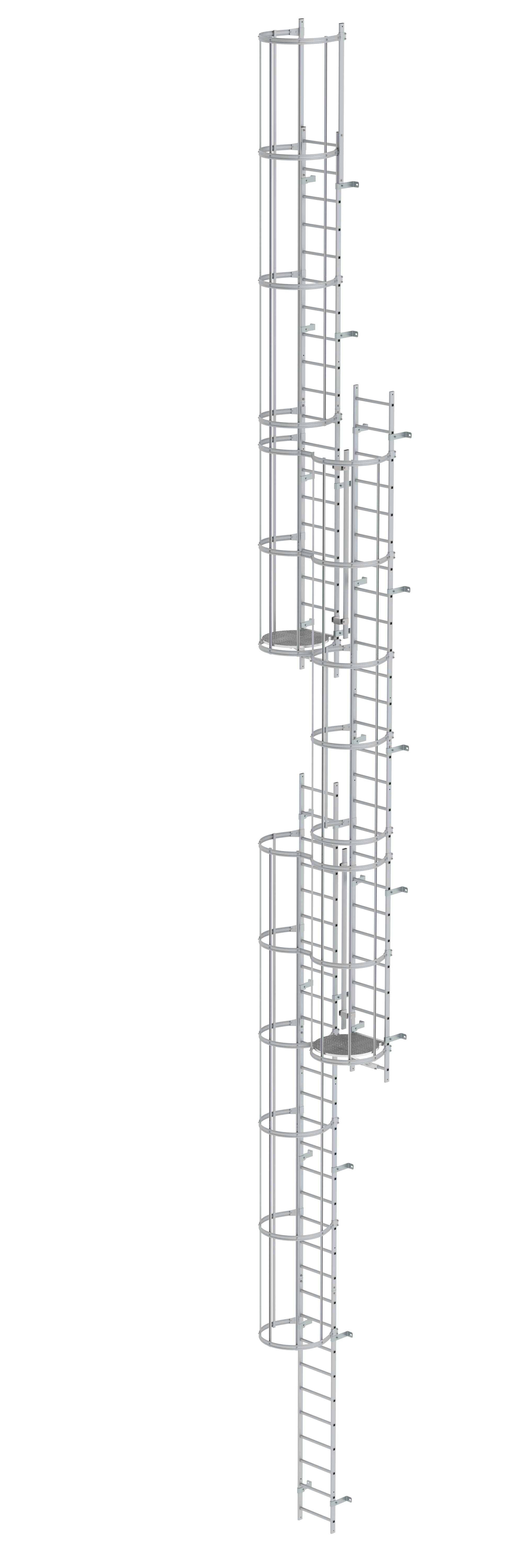 MUNK Mehrzügige Steigleiter mit Rückenschutz (Maschinen) Aluminium blank