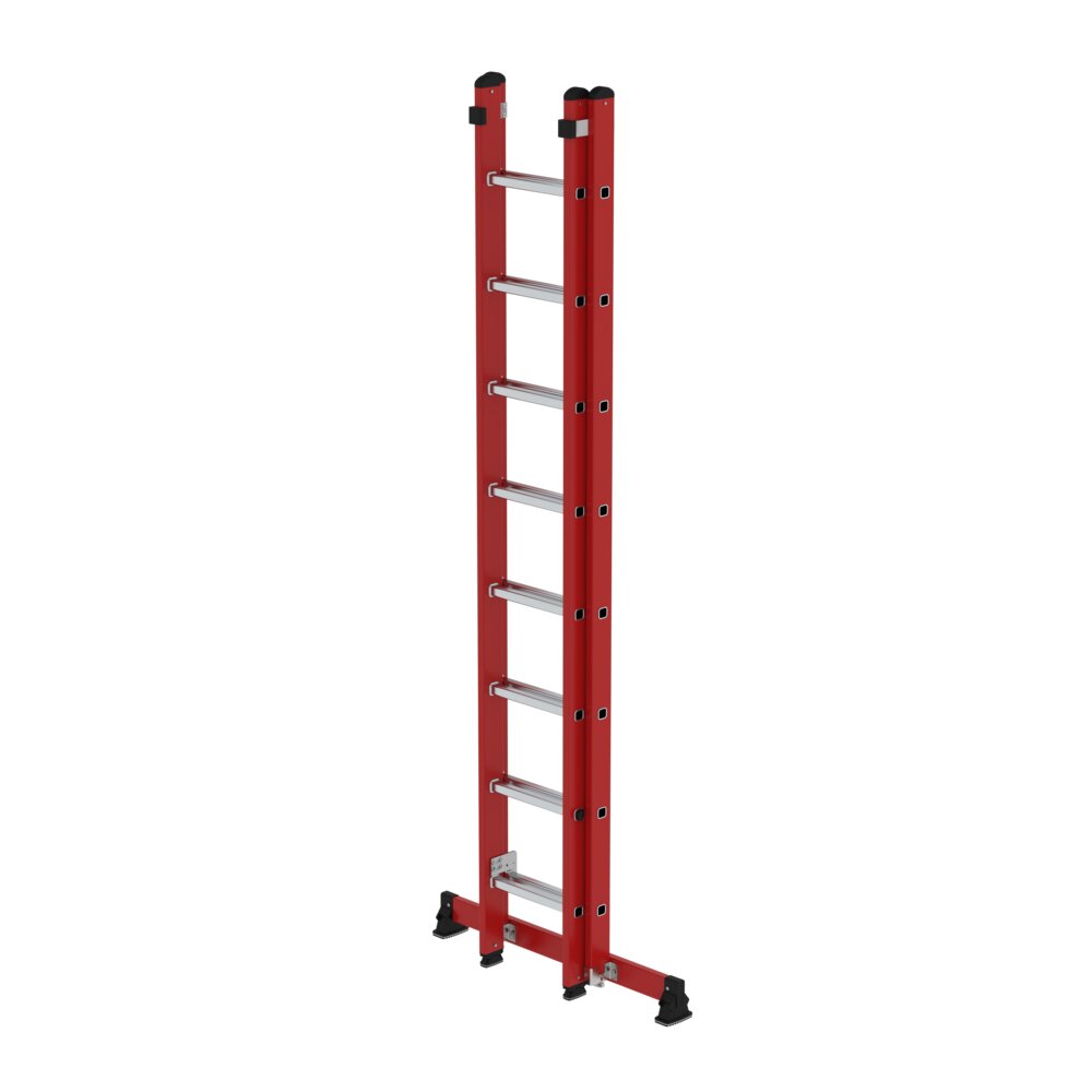 MUNK Sprossen-Schiebeleiter 2-teilig GFK/Alu mit nivello®-Traverse