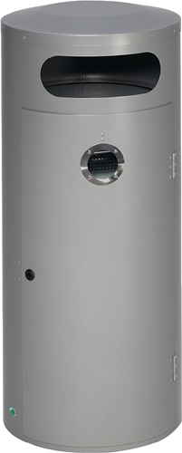 Abfallbehälter H1045 x Ø420 mm 70l silber mit integriertem Ascher