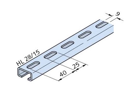 Halfen Lochschiene Edelstahl A2 HL 28/15-A2-6070mm