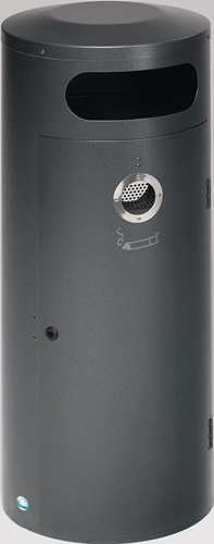 Abfallbehälter H1045 x Ø420 mm 70l antik-silber mit integriertem Ascher