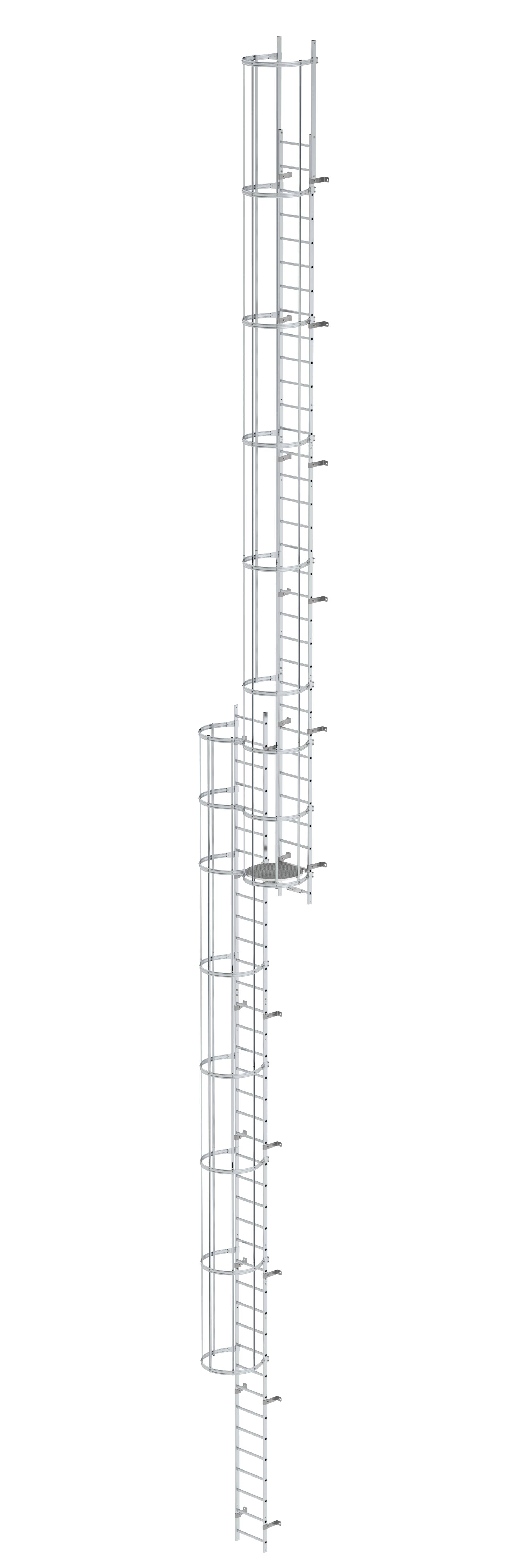 MUNK Mehrzügige Steigleiter mit Rückenschutz (Bau) Aluminium blank