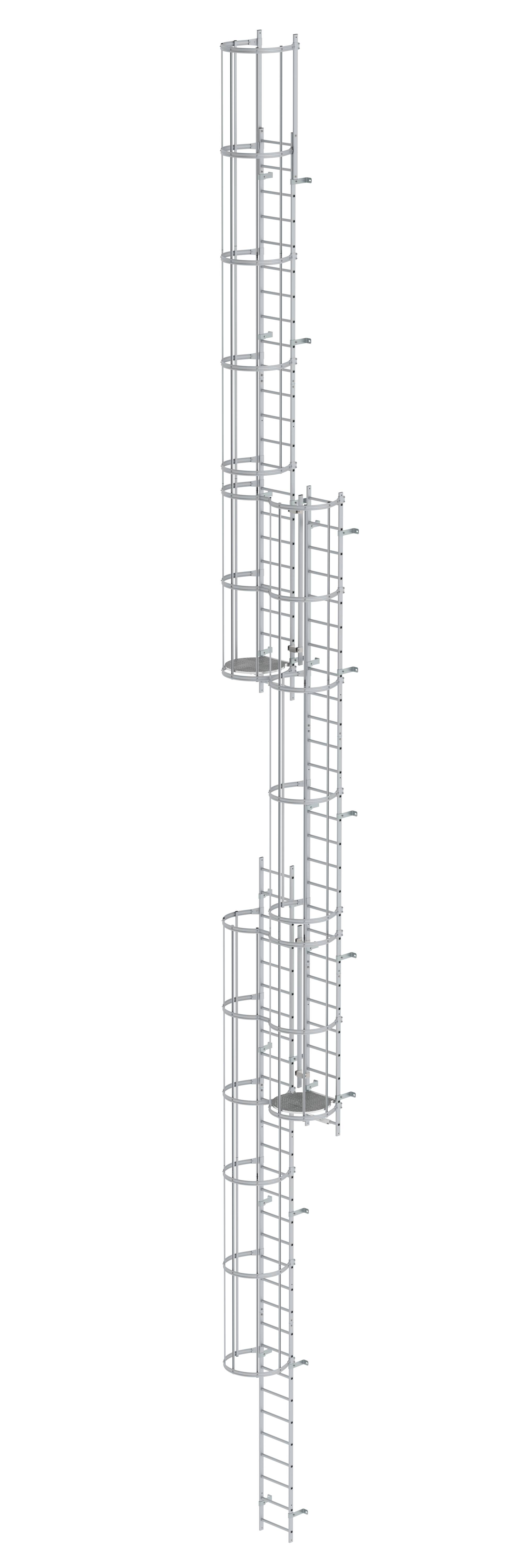 MUNK Mehrzügige Steigleiter mit Rückenschutz (Maschinen) Aluminium blank