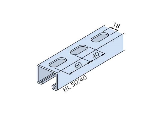 Halfen Lochschiene feuerverzinkt HL 50/40-FV-6000mm