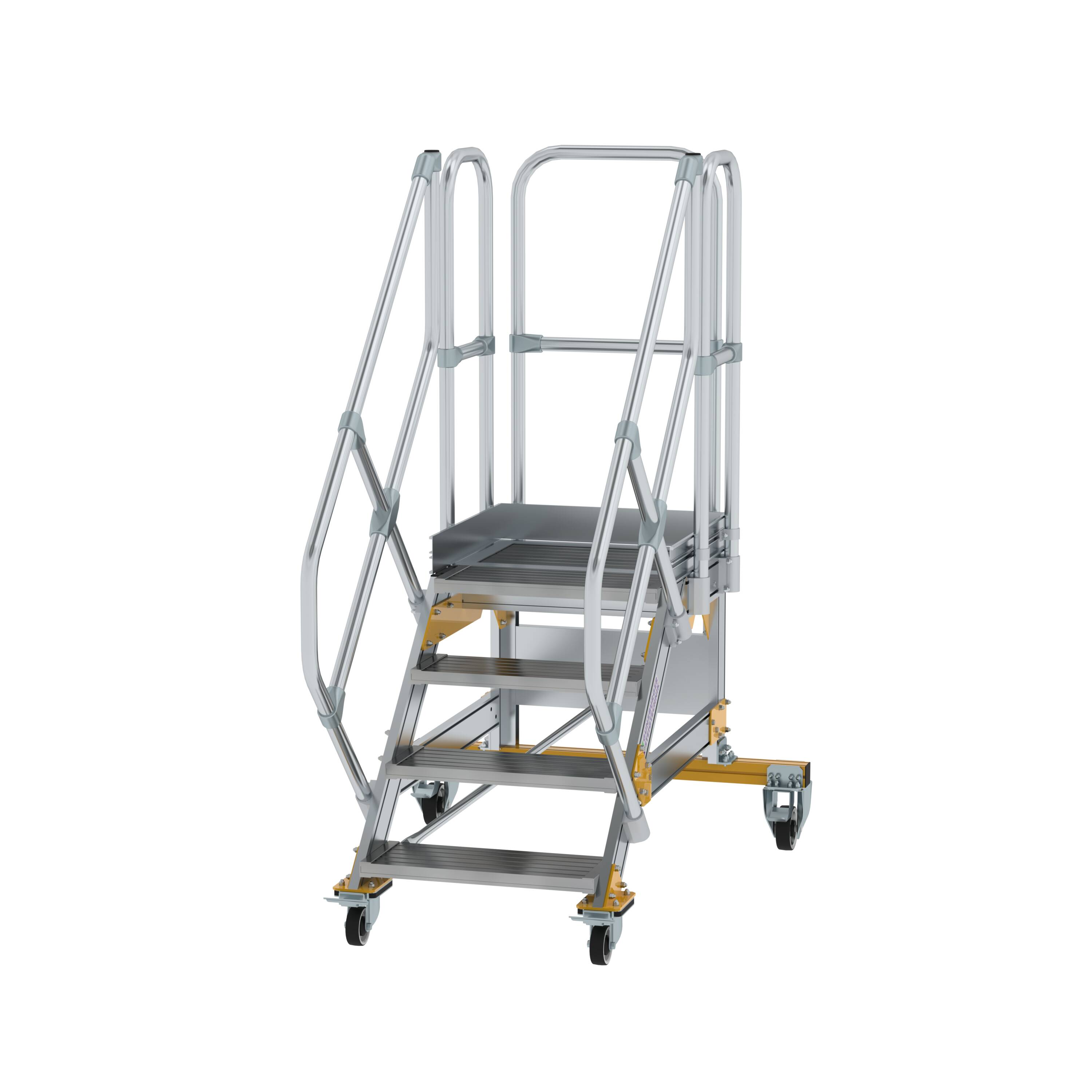 MUNK Plattformtreppe 45° fahrbar Stufenbreite 600 mm