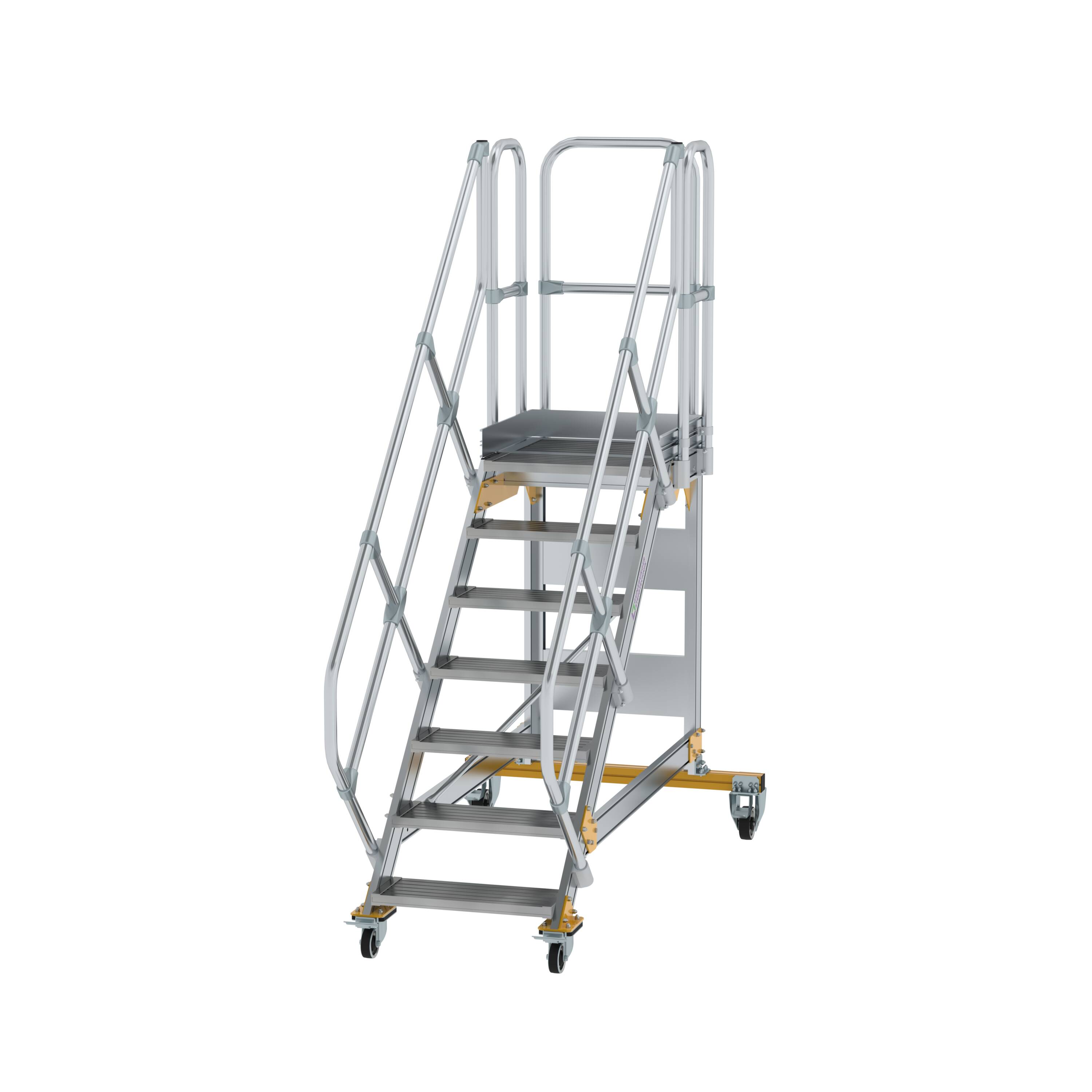 MUNK Plattformtreppe 45° fahrbar Stufenbreite 600 mm