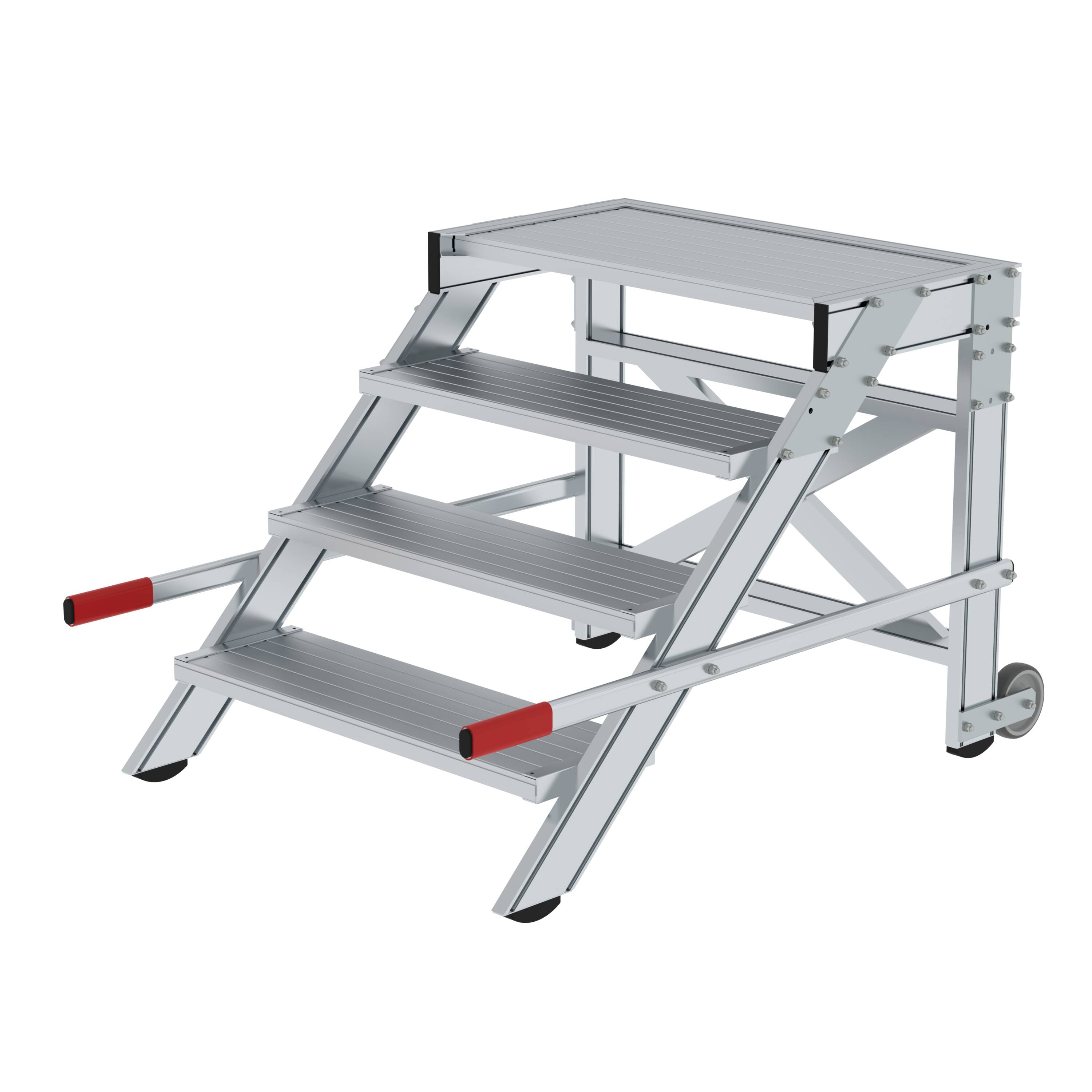 MUNK Arbeitspodest fahrbar, Stufenbreite 800 mm, Aluminium geriffelt