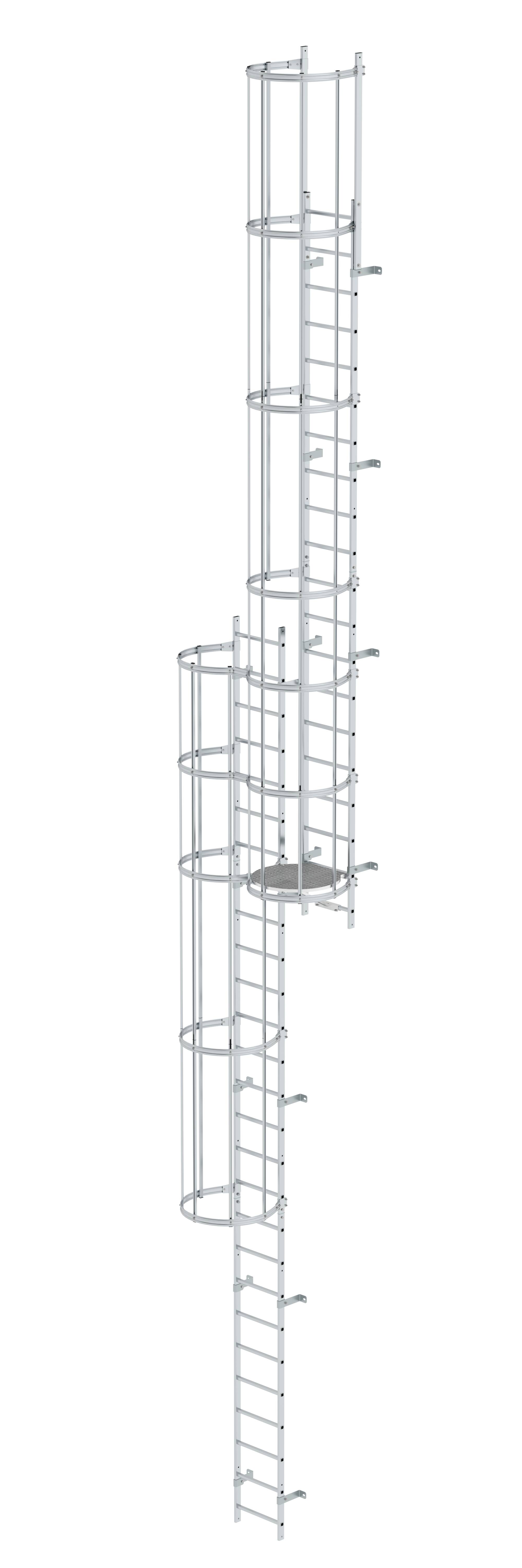 MUNK Mehrzügige Steigleiter mit Rückenschutz (Notleiter) Aluminium blank