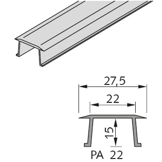 Profilabdeckung, PVC hart hellgrau PA 22-3000-KS