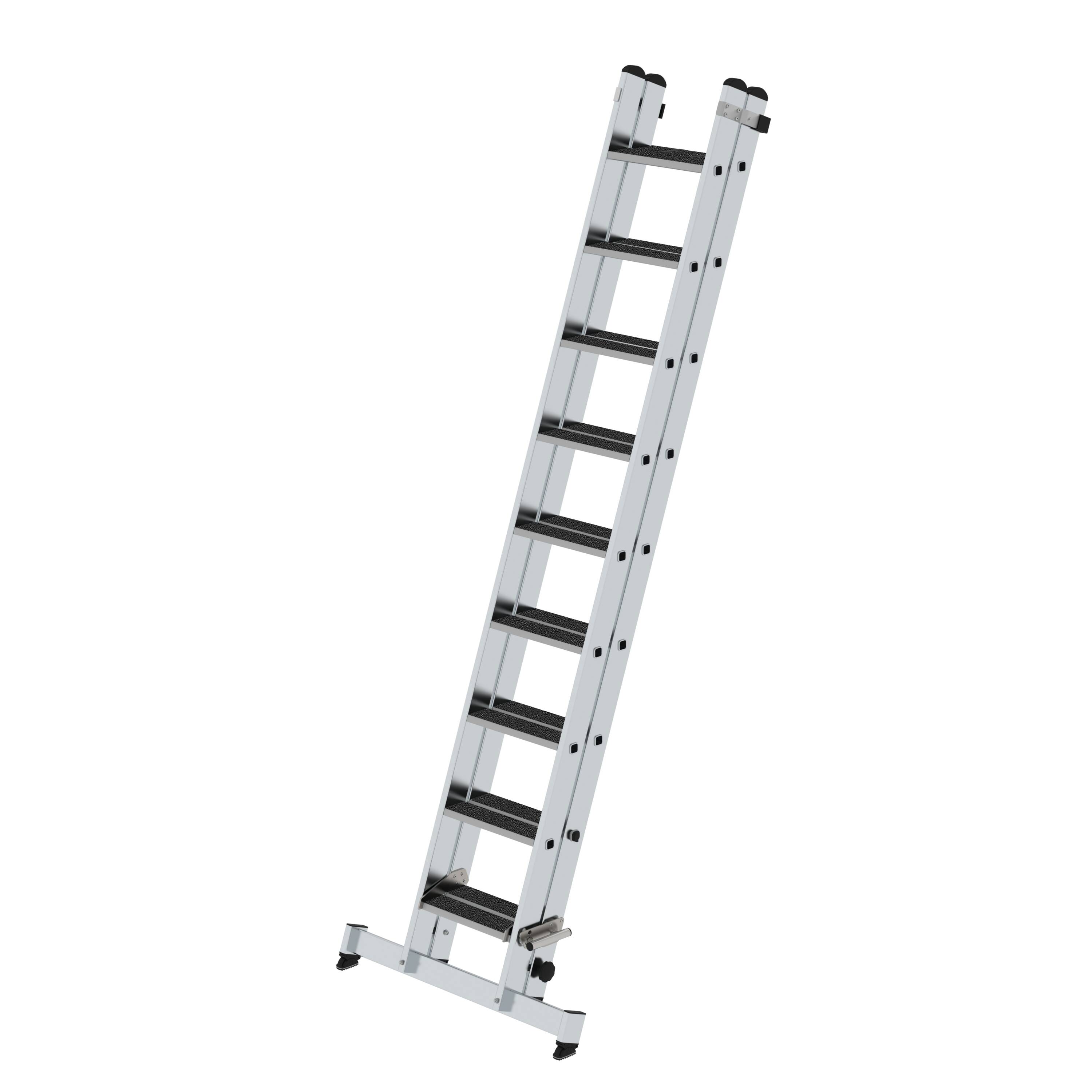 MUNK Stufen-Schiebeleiter 2-teilig mit nivello-Traverse und clip-step R13