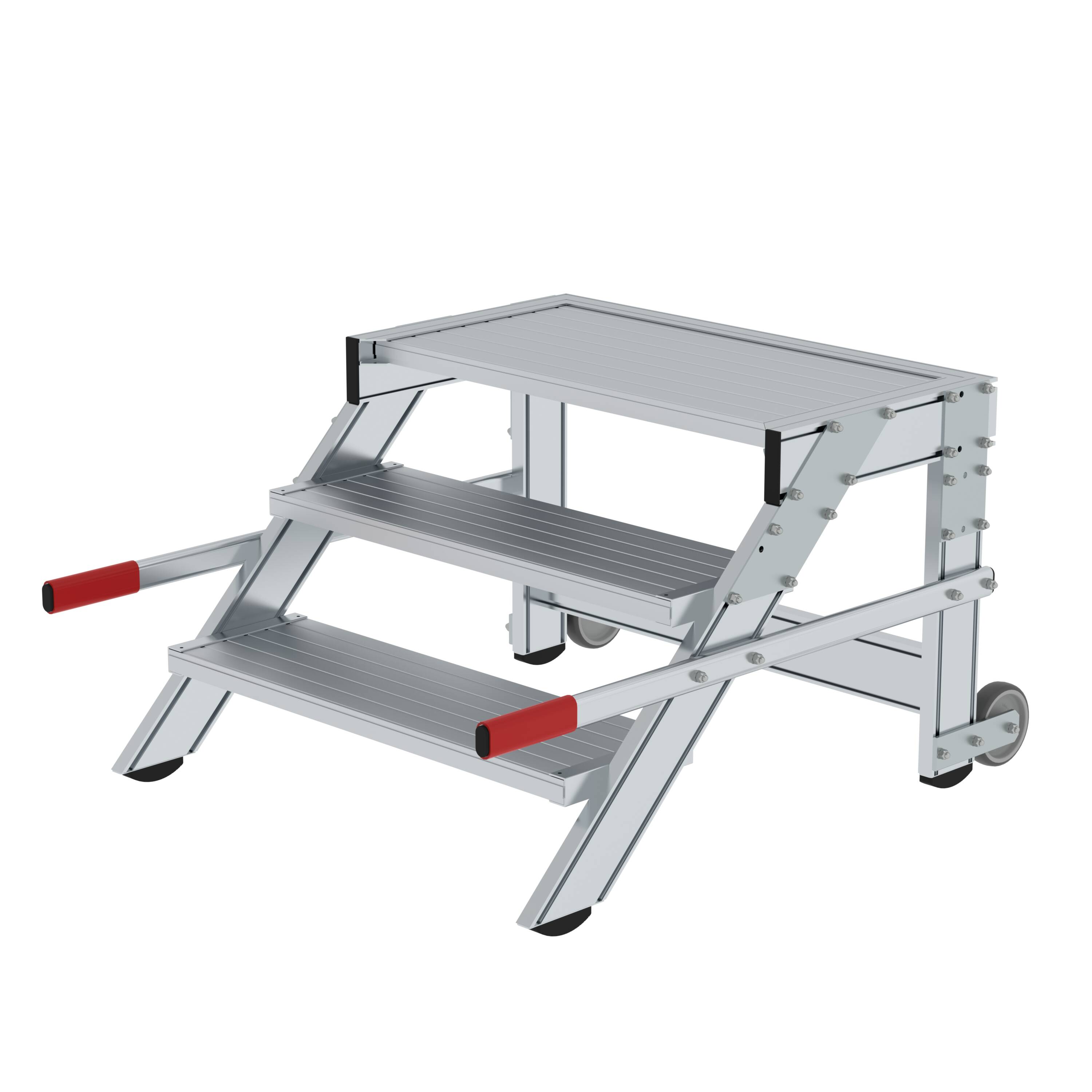 MUNK Arbeitspodest fahrbar, Stufenbreite 800 mm, Aluminium geriffelt
