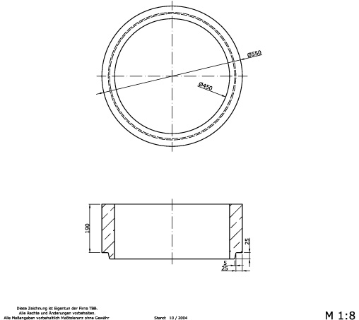 Strassenablauf Schaft ohne Tragnocken Teil 5c, h 190mm