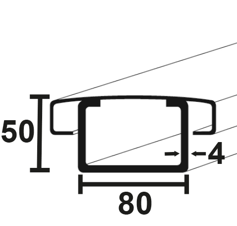 Brückengeländerhandlauf S235JR, Untergurt offen 80 x 50 x 16 x 4 mm / 6 m