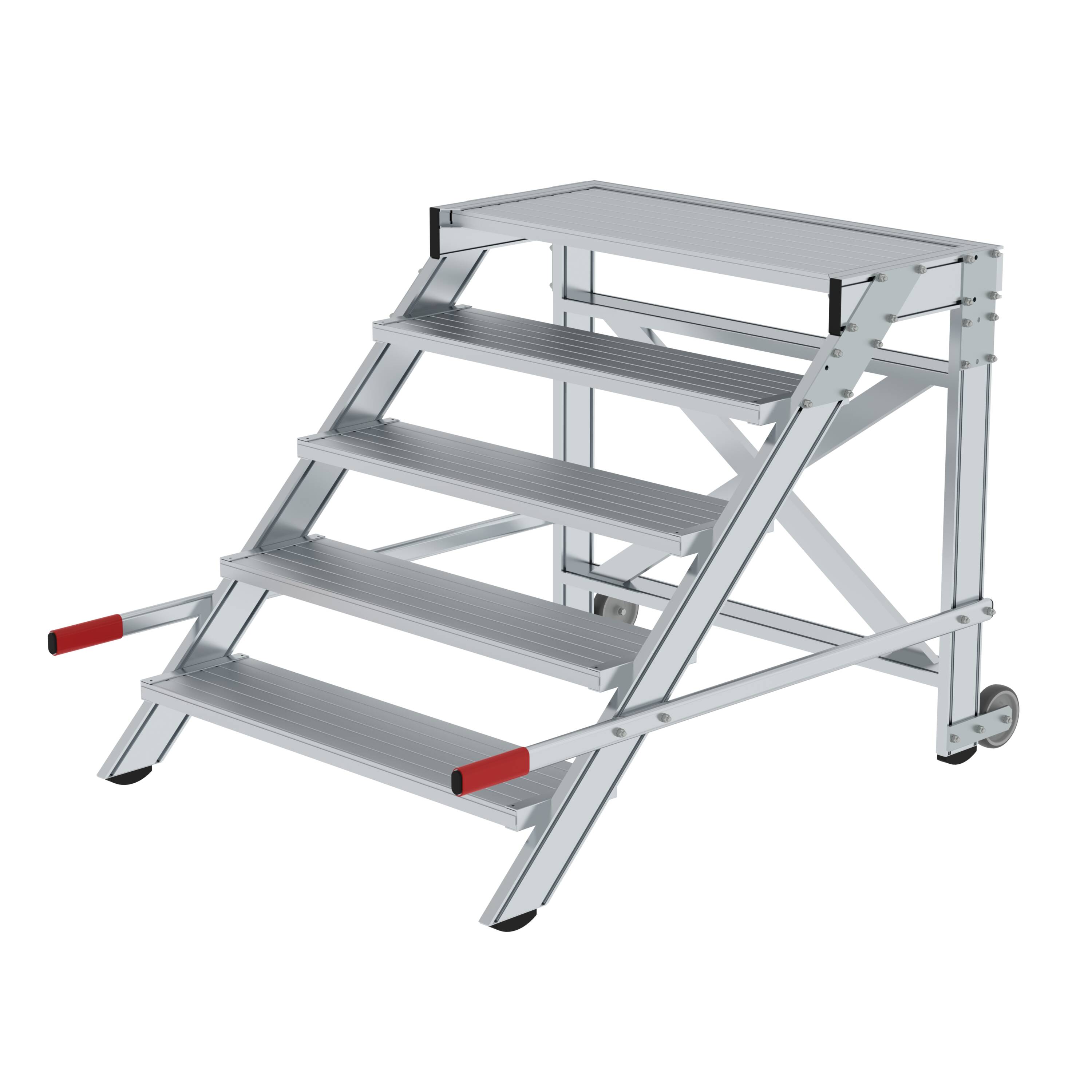 MUNK Arbeitspodest fahrbar, Stufenbreite 1000 mm, Aluminium geriffelt