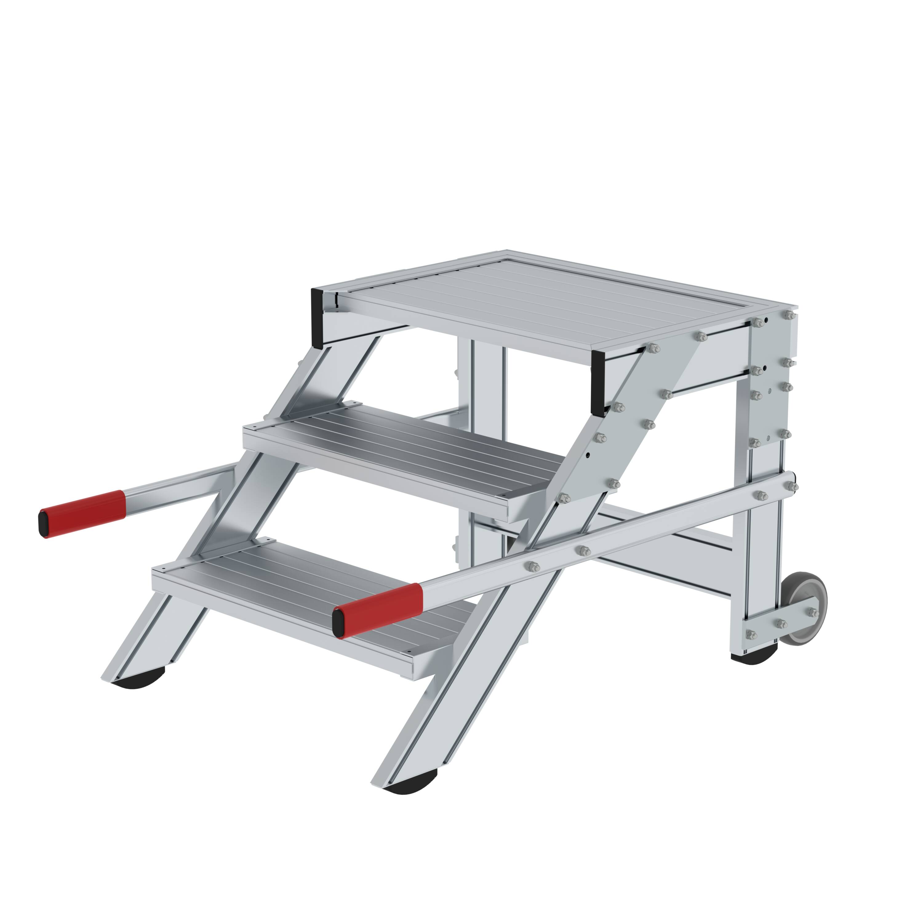 MUNK Arbeitspodest fahrbar, Stufenbreite 600 mm, Aluminium geriffelt