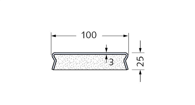 Trapezblechbefestigungsschiene SV HTU-S 100/25/3-Länge 300 cm mit Schaum-