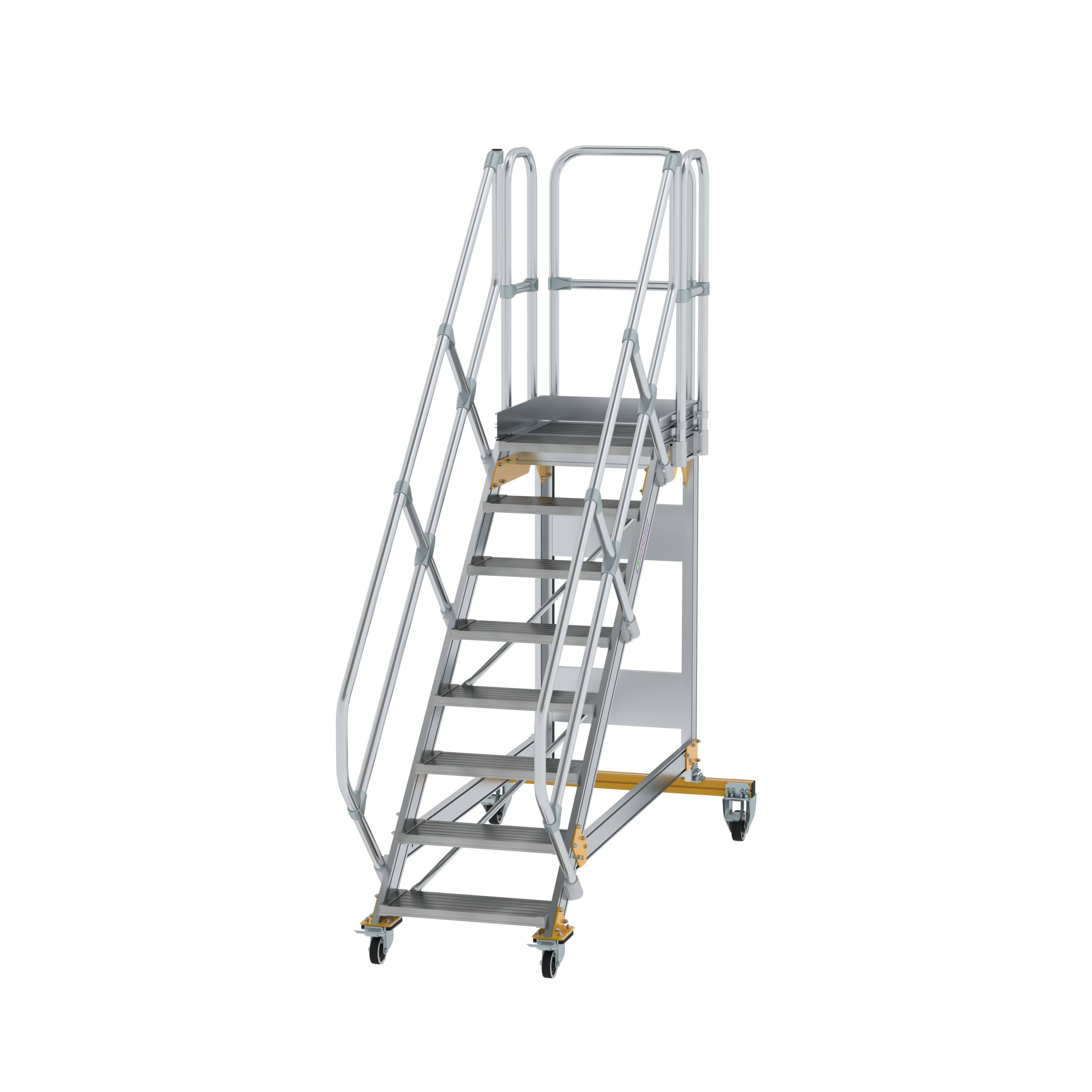 MUNK Plattformtreppe 45° fahrbar Stufenbreite 600 mm