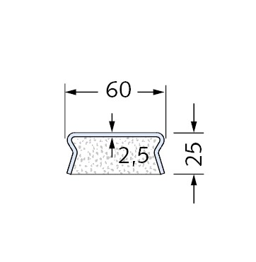 Trapezblechbefestigungsschiene SV HTU-S 60/25/2,5-Länge 300 cm mit Schaum-