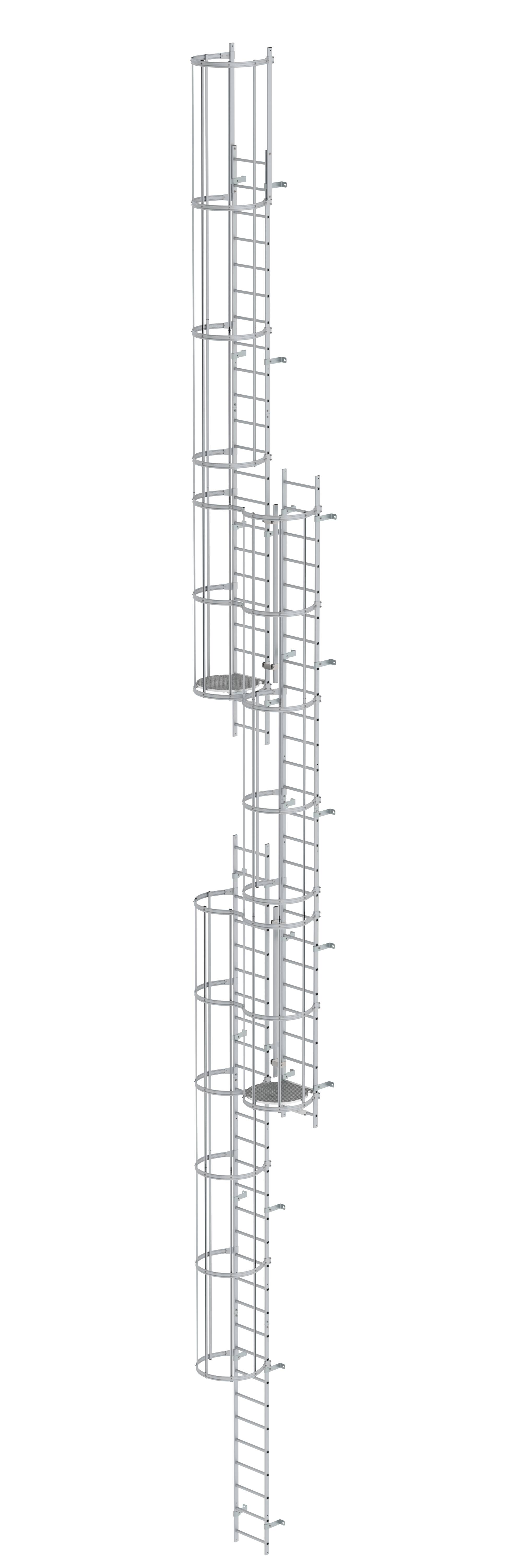 MUNK Mehrzügige Steigleiter mit Rückenschutz (Maschinen) Aluminium blank