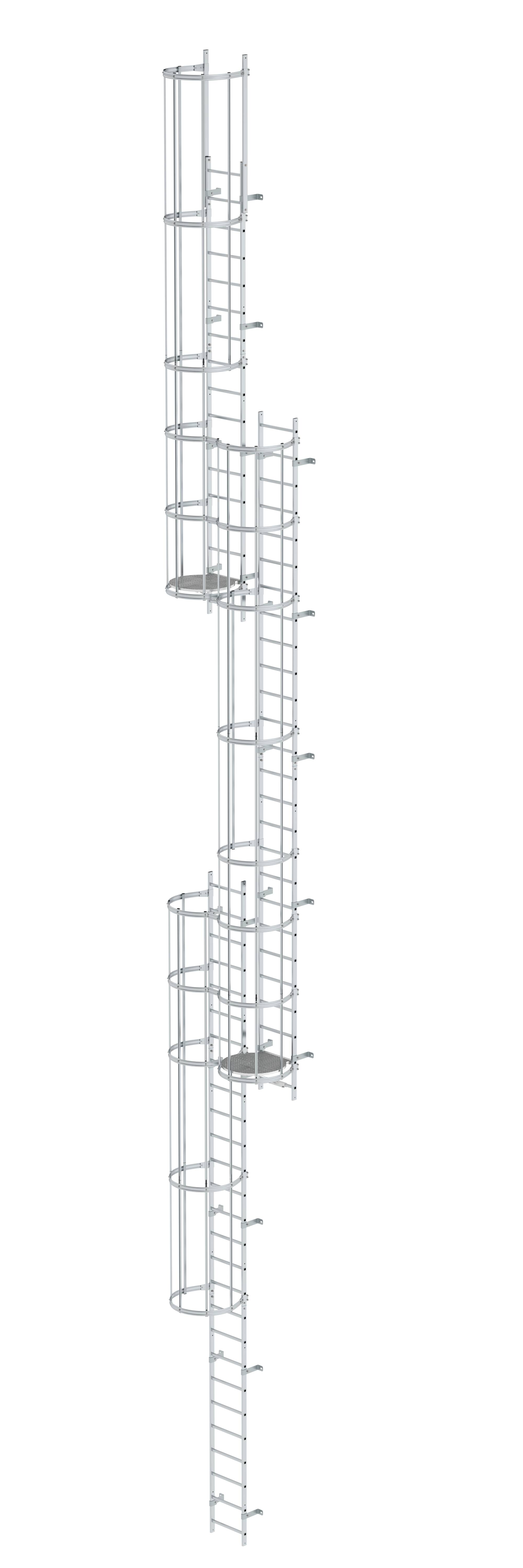MUNK Mehrzügige Steigleiter mit Rückenschutz (Notleiter) Aluminium blank
