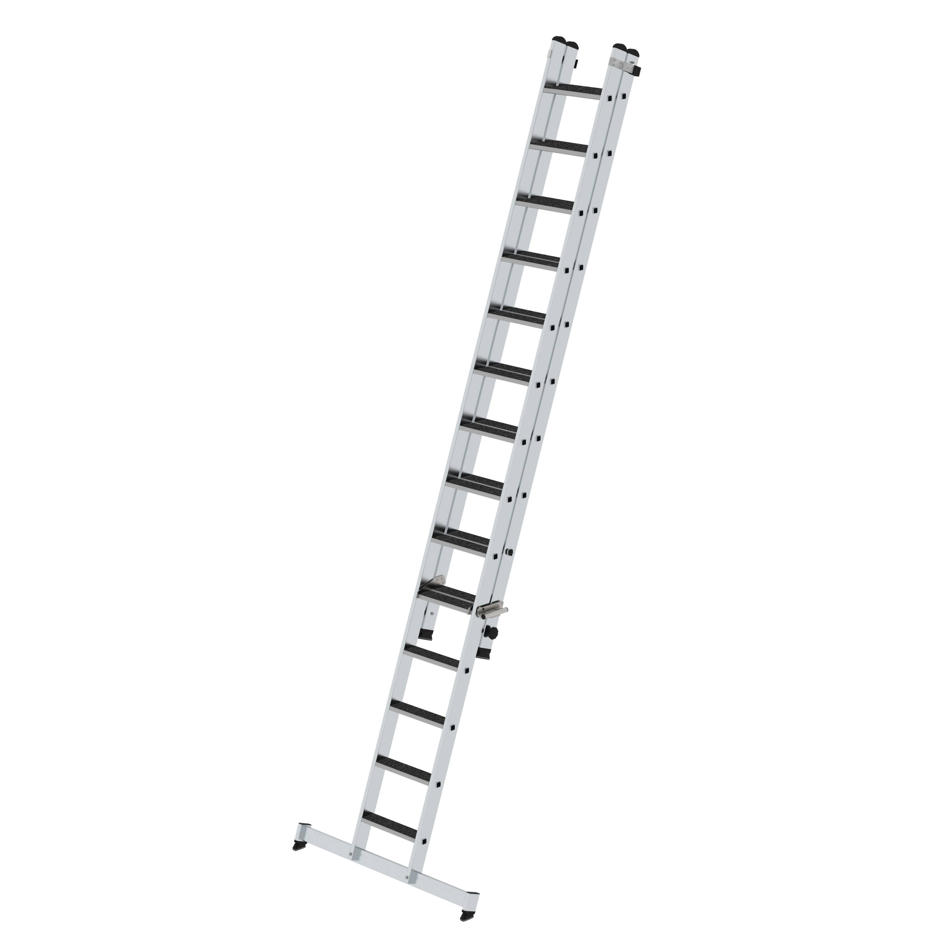 MUNK Stufen-Schiebeleiter 2-teilig mit nivello-Traverse und clip-step R13