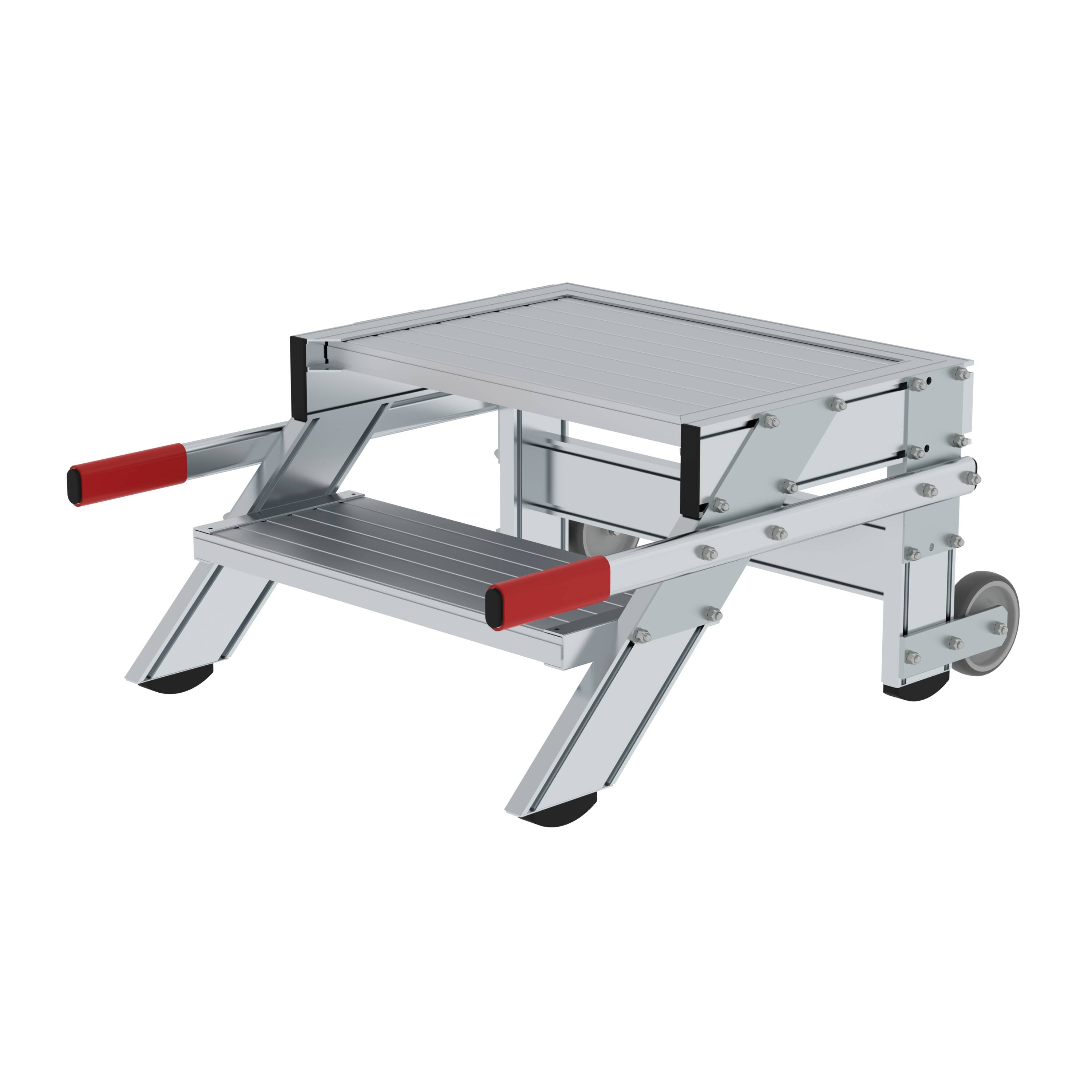 MUNK Arbeitspodest fahrbar, Stufenbreite 600 mm, Aluminium geriffelt