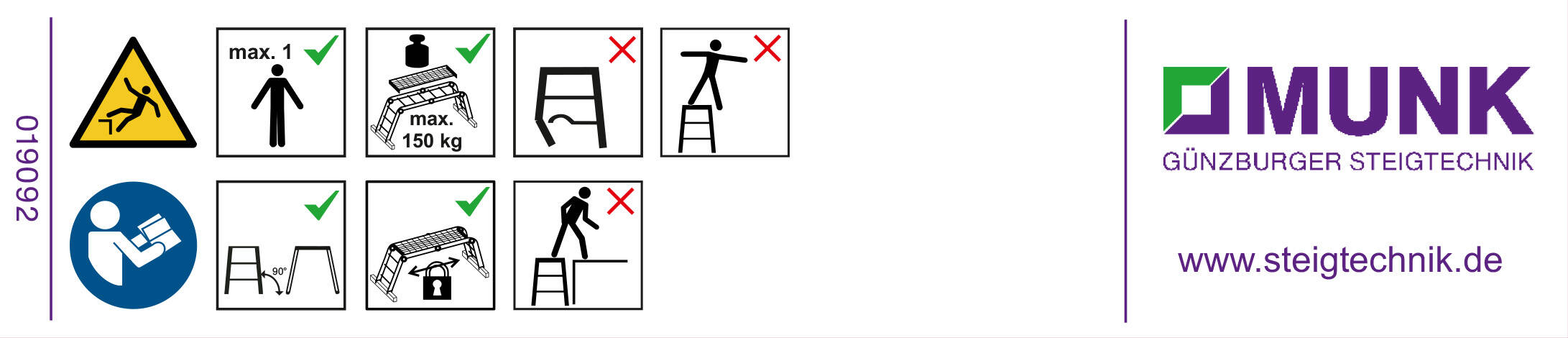 MUNK Aufkleber mit Benutzerhinweisen (Tritte, Podeste, Dielen)