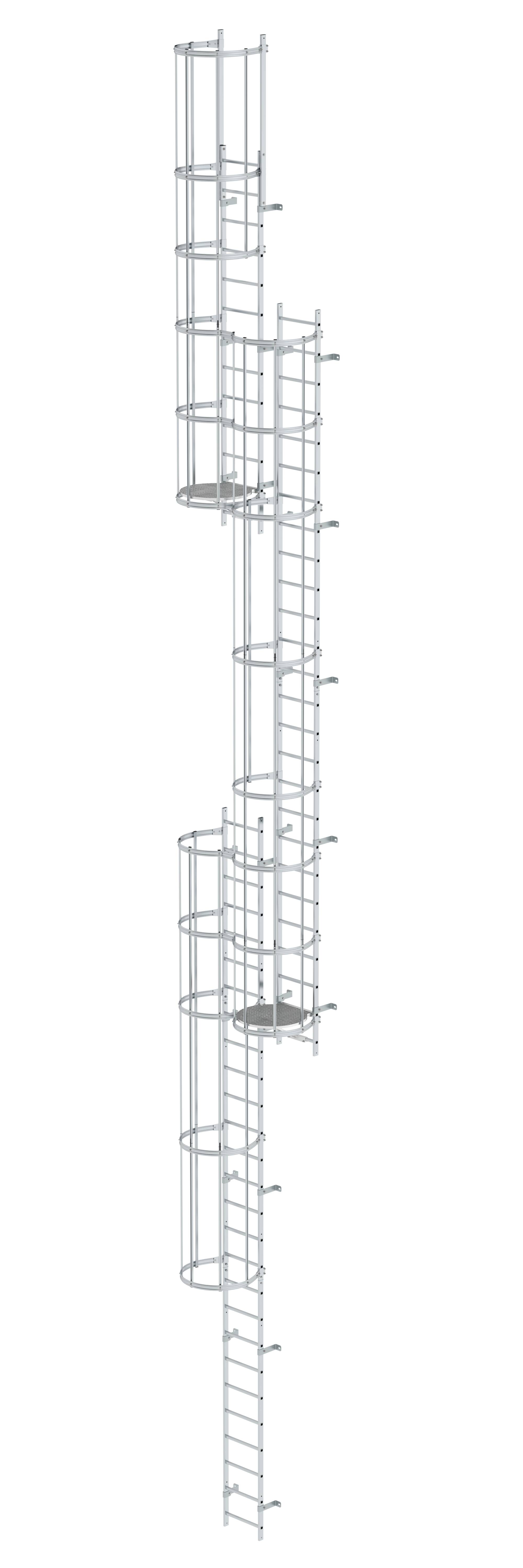 MUNK Mehrzügige Steigleiter mit Rückenschutz (Notleiter) Aluminium blank