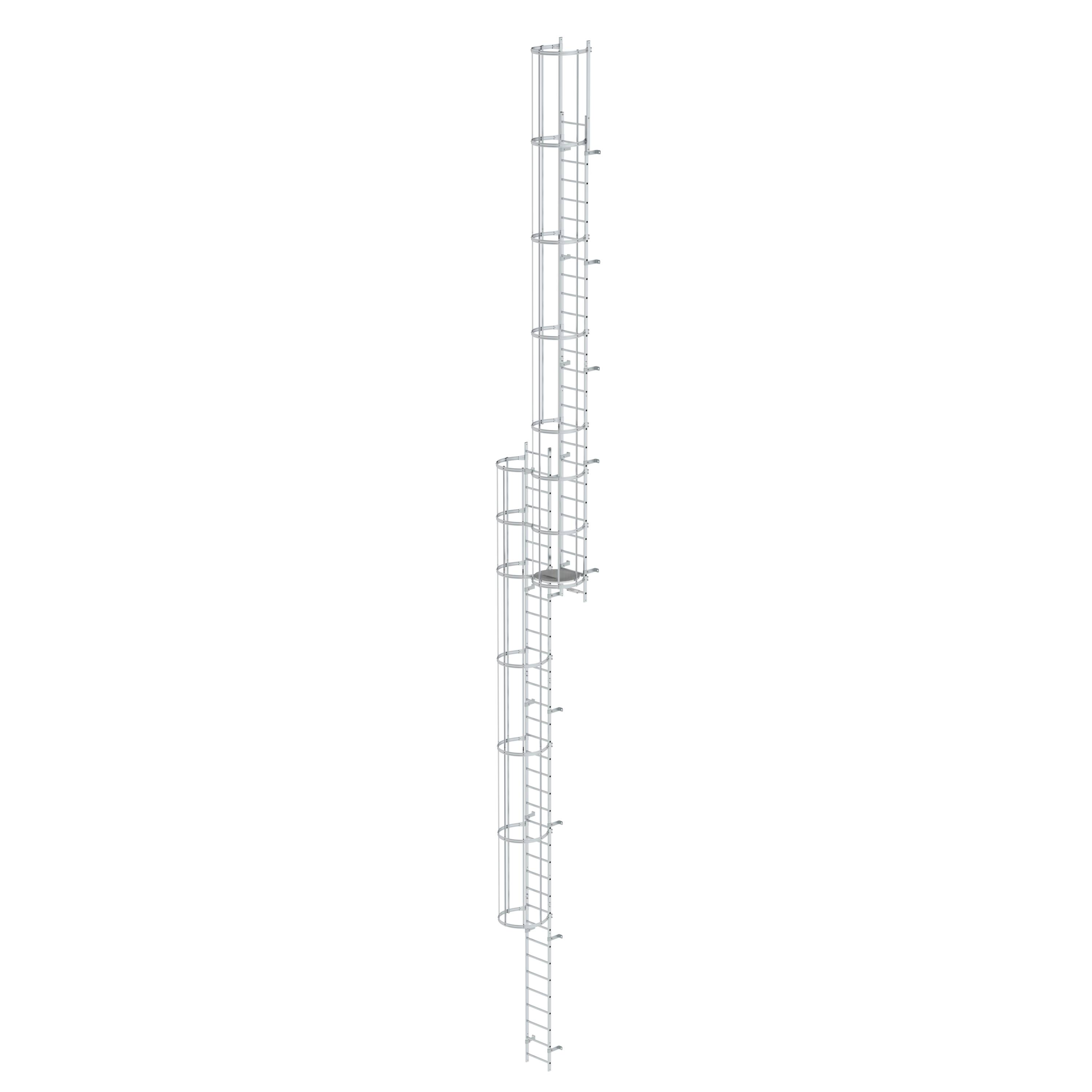 MUNK Mehrzügige Steigleiter mit Rückenschutz (Bau) Aluminium blank