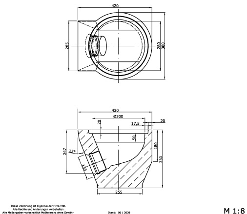Hofablauf Boden ohne Geruchsverschluss KG-Muffe DN 100, für Klasse A+B, Teil 21