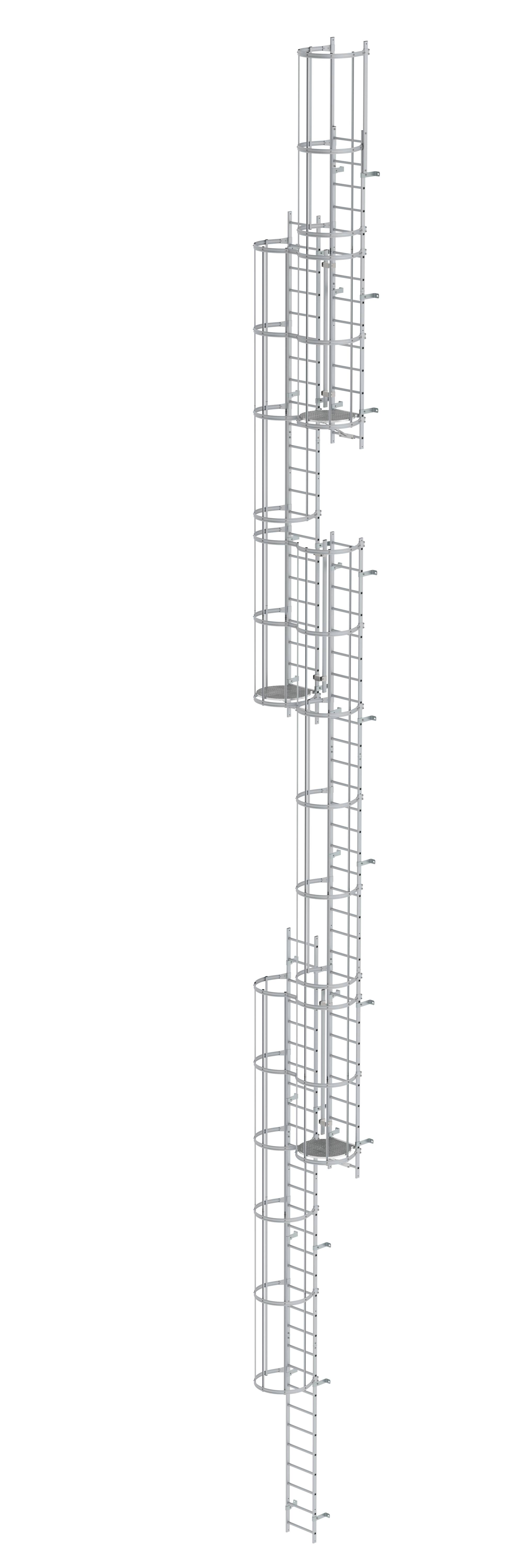 MUNK Mehrzügige Steigleiter mit Rückenschutz (Maschinen) Aluminium blank