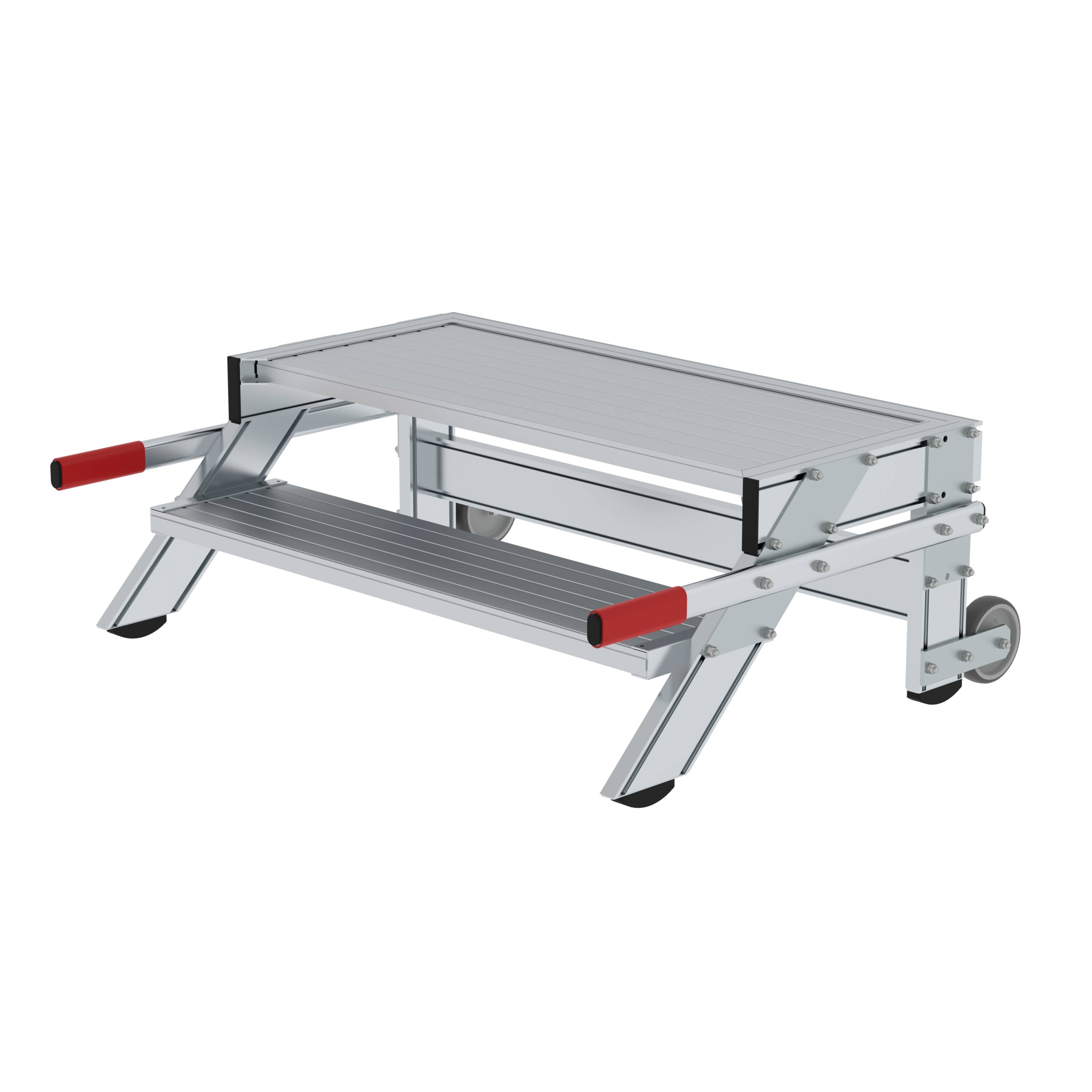 MUNK Arbeitspodest fahrbar, Stufenbreite 1000 mm, Aluminium geriffelt