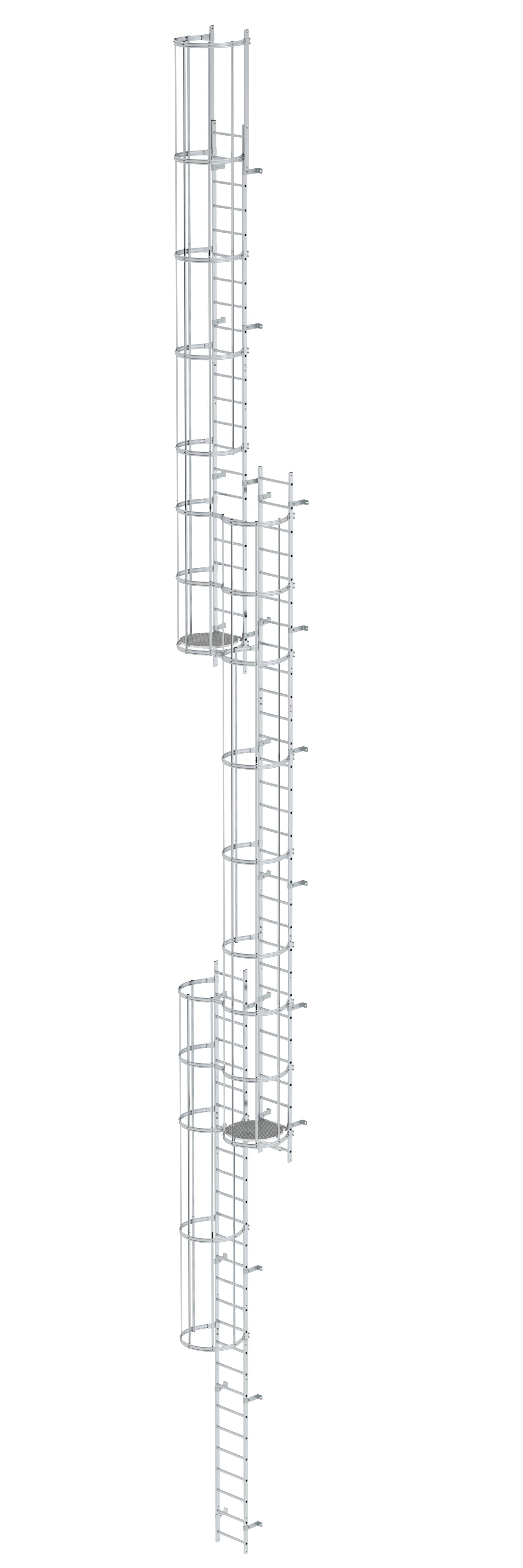 MUNK Mehrzügige Steigleiter mit Rückenschutz (Notleiter) Aluminium blank