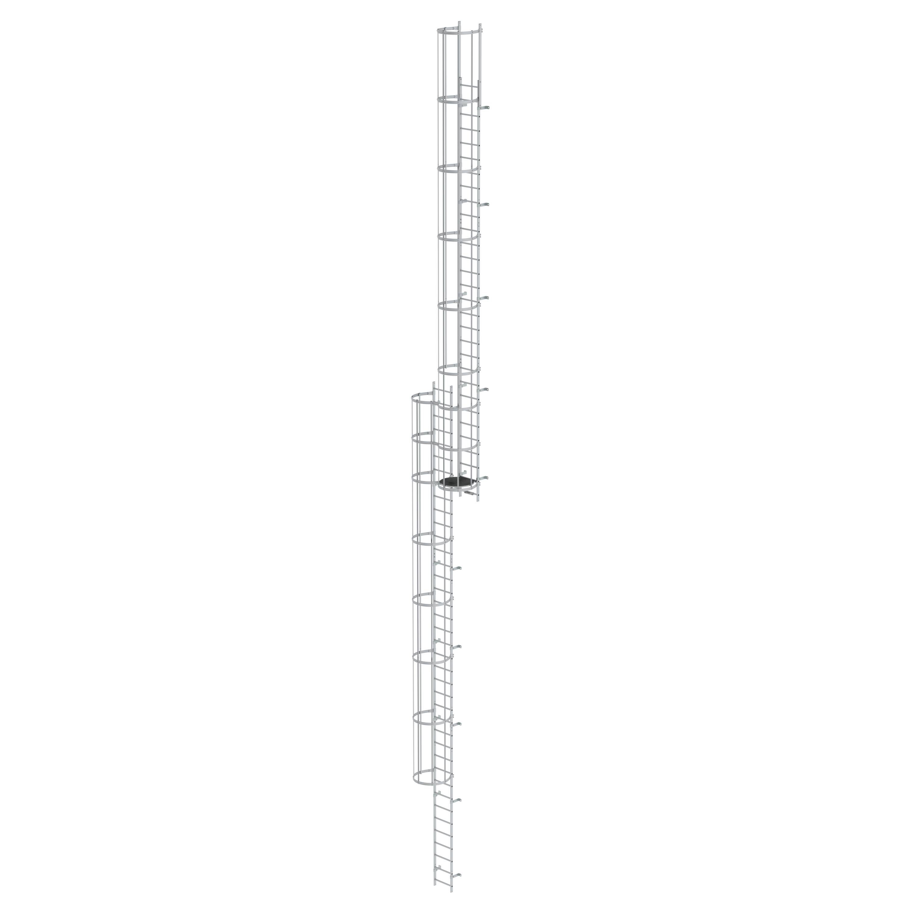 MUNK Mehrzügige Steigleiter mit Rückenschutz (Bau) Aluminium eloxiert