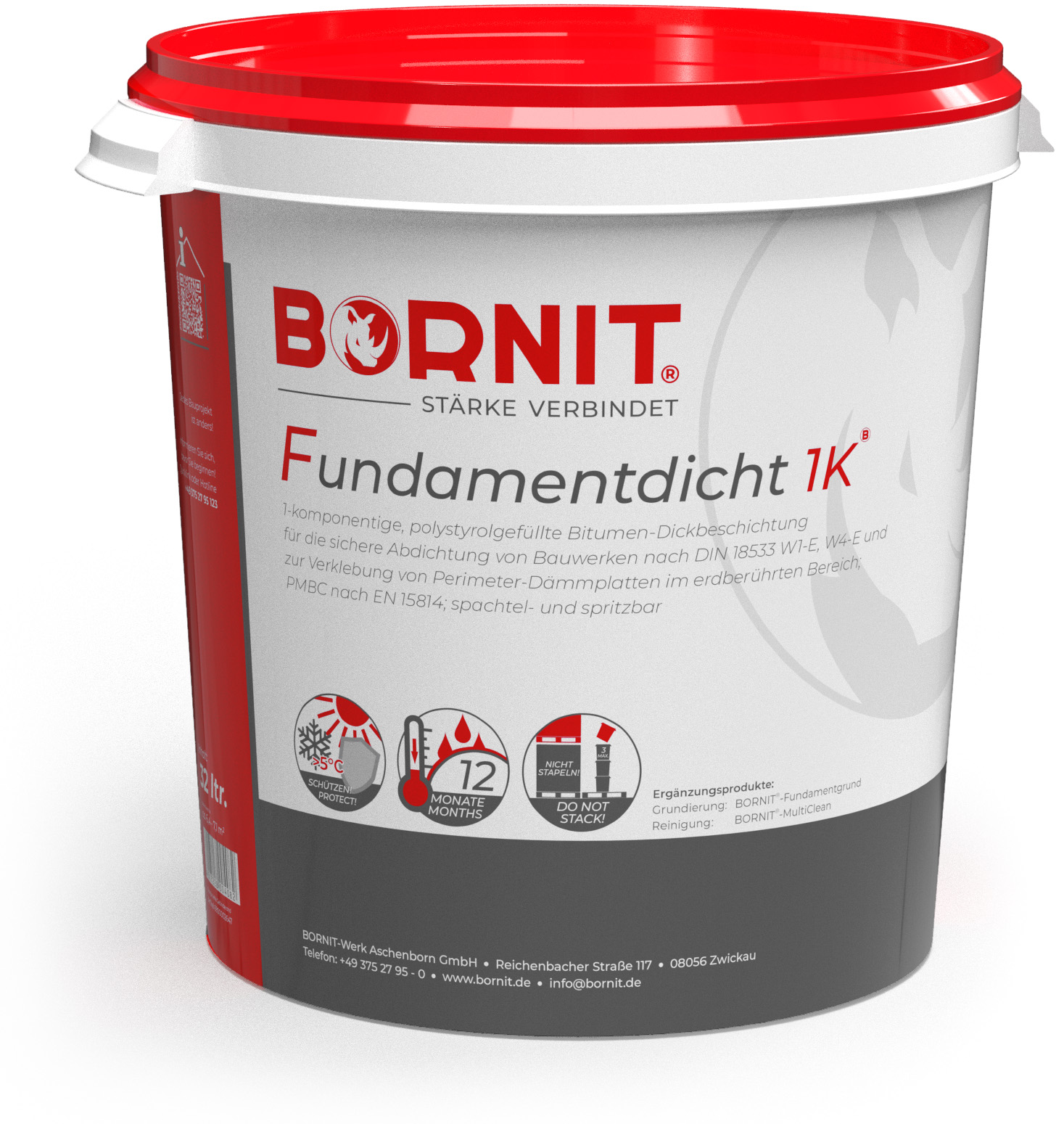 1-Komponenten Bornit Fundamentdicht Dickbeschichtung PVC Eimer 32 Ltr