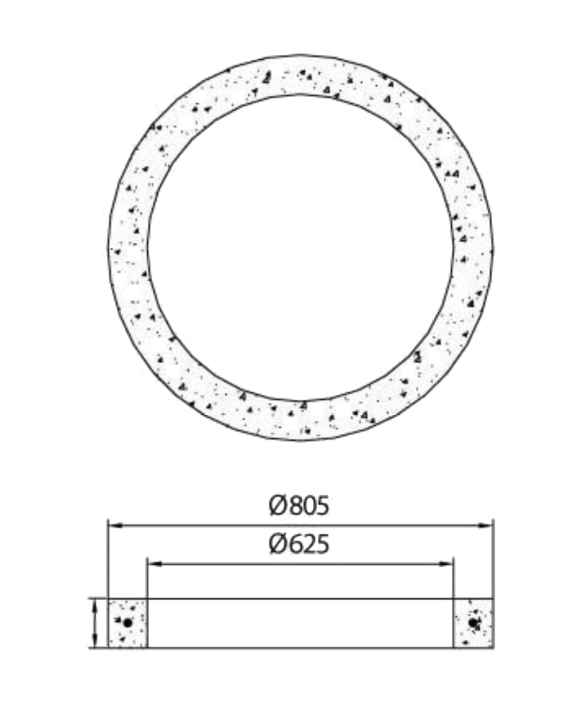 Schacht Auflagering h=10cm Teil II DIN 4034 lichte Weite: 625 mm