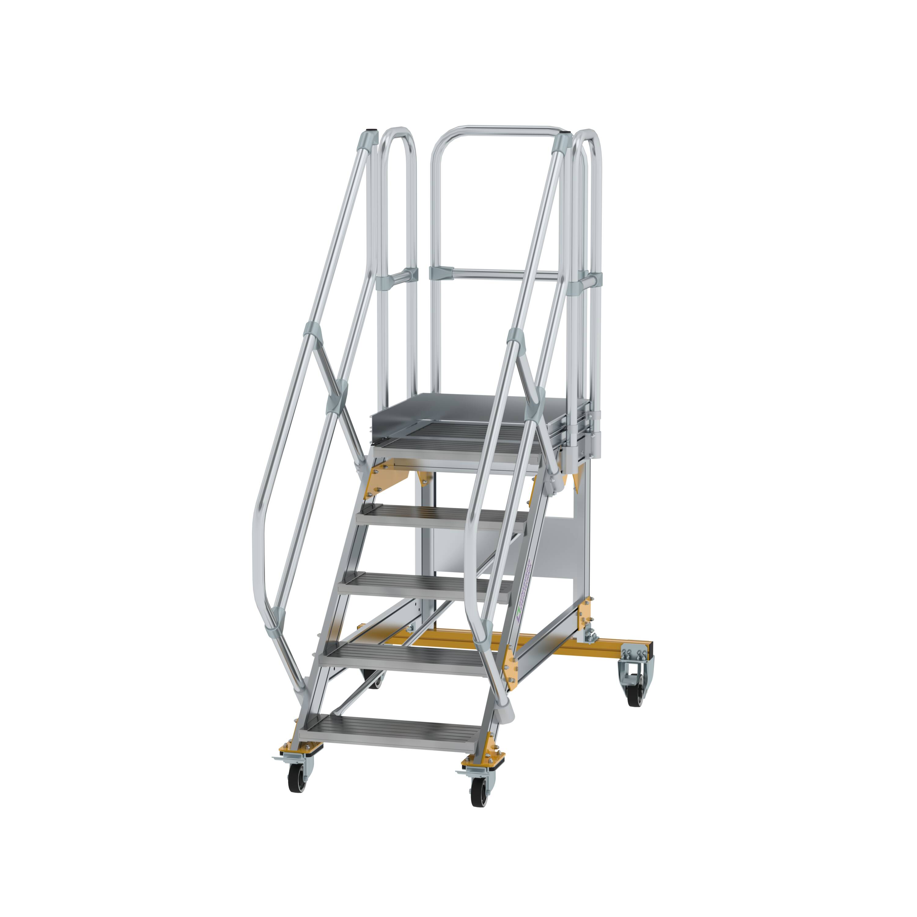 MUNK Plattformtreppe 45° fahrbar Stufenbreite 600 mm