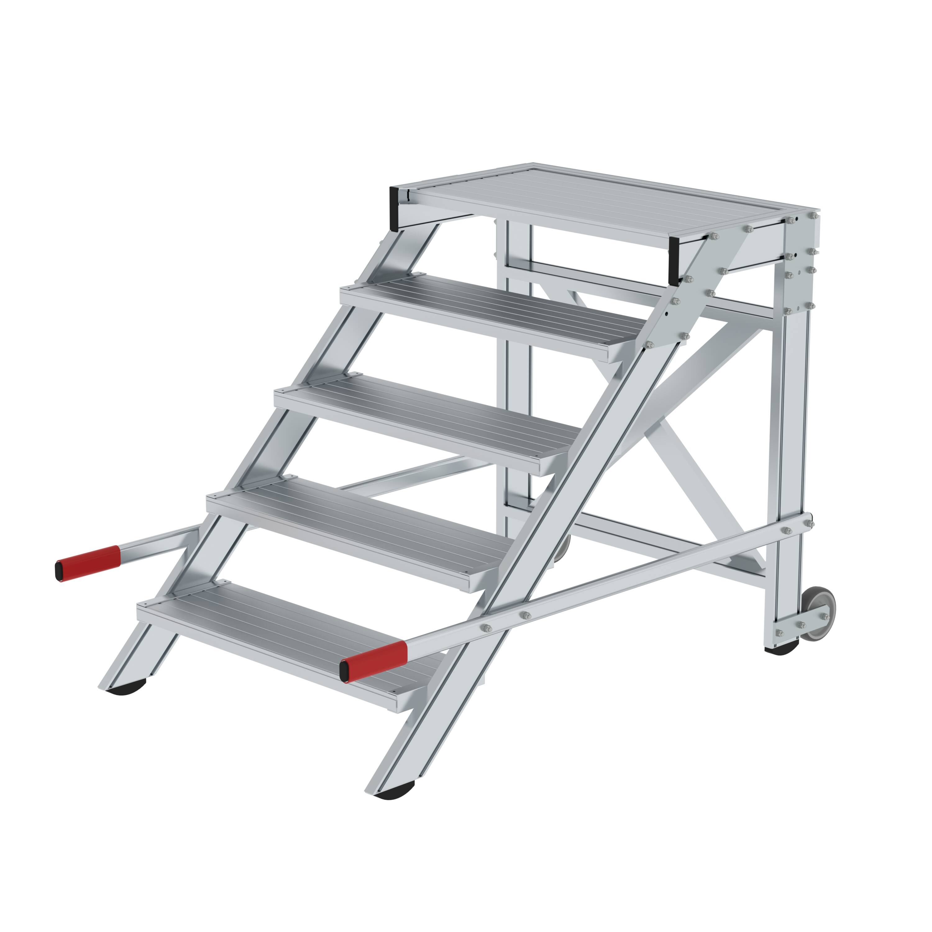 MUNK Arbeitspodest fahrbar, Stufenbreite 800 mm, Aluminium geriffelt