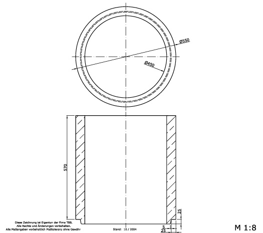 Strassenablauf Schaft ohne Tragnocken Teil 5d, h 570mm