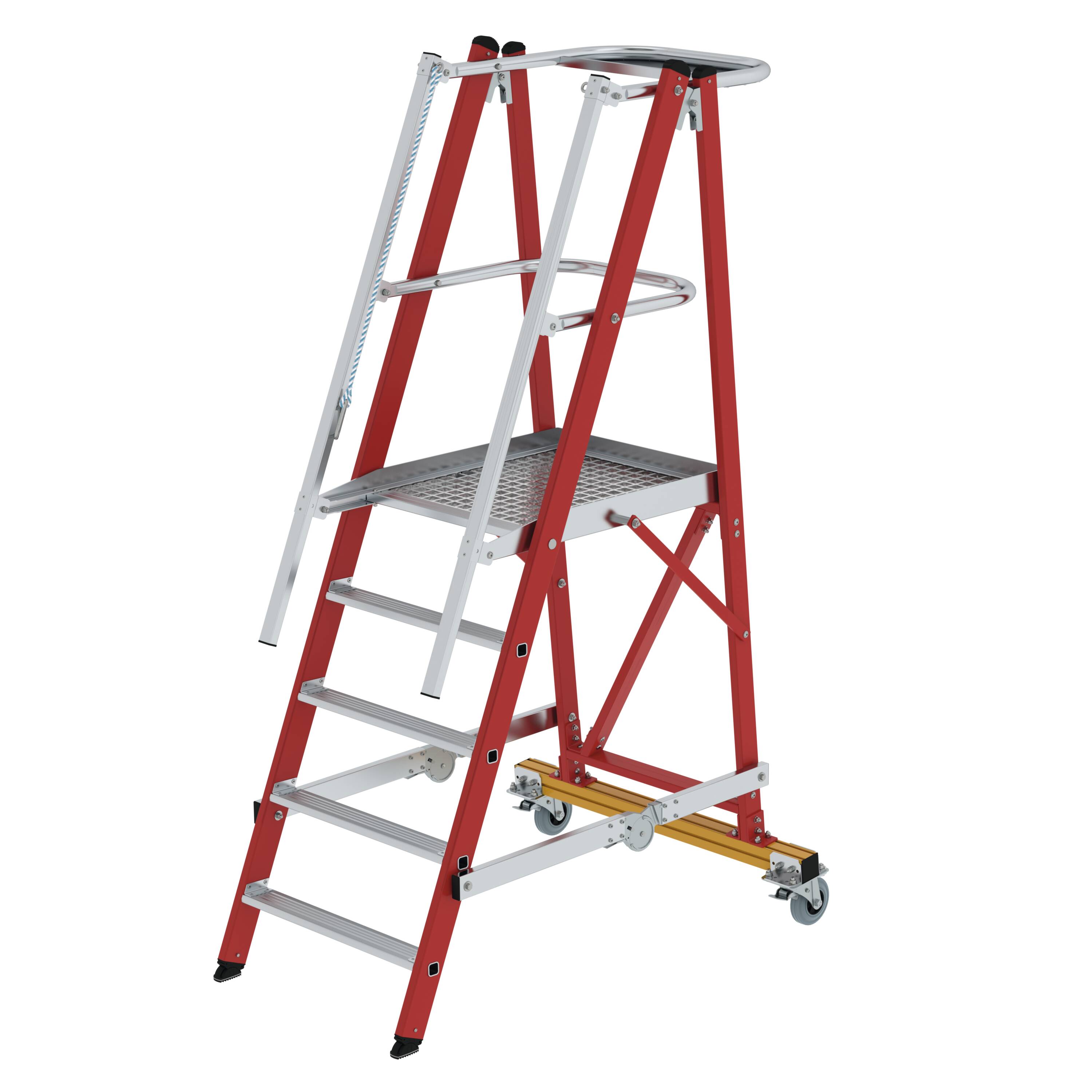 MUNK Plattformleiter GFK/Alu klappbar und fahrbar mit GFK-Handlauf