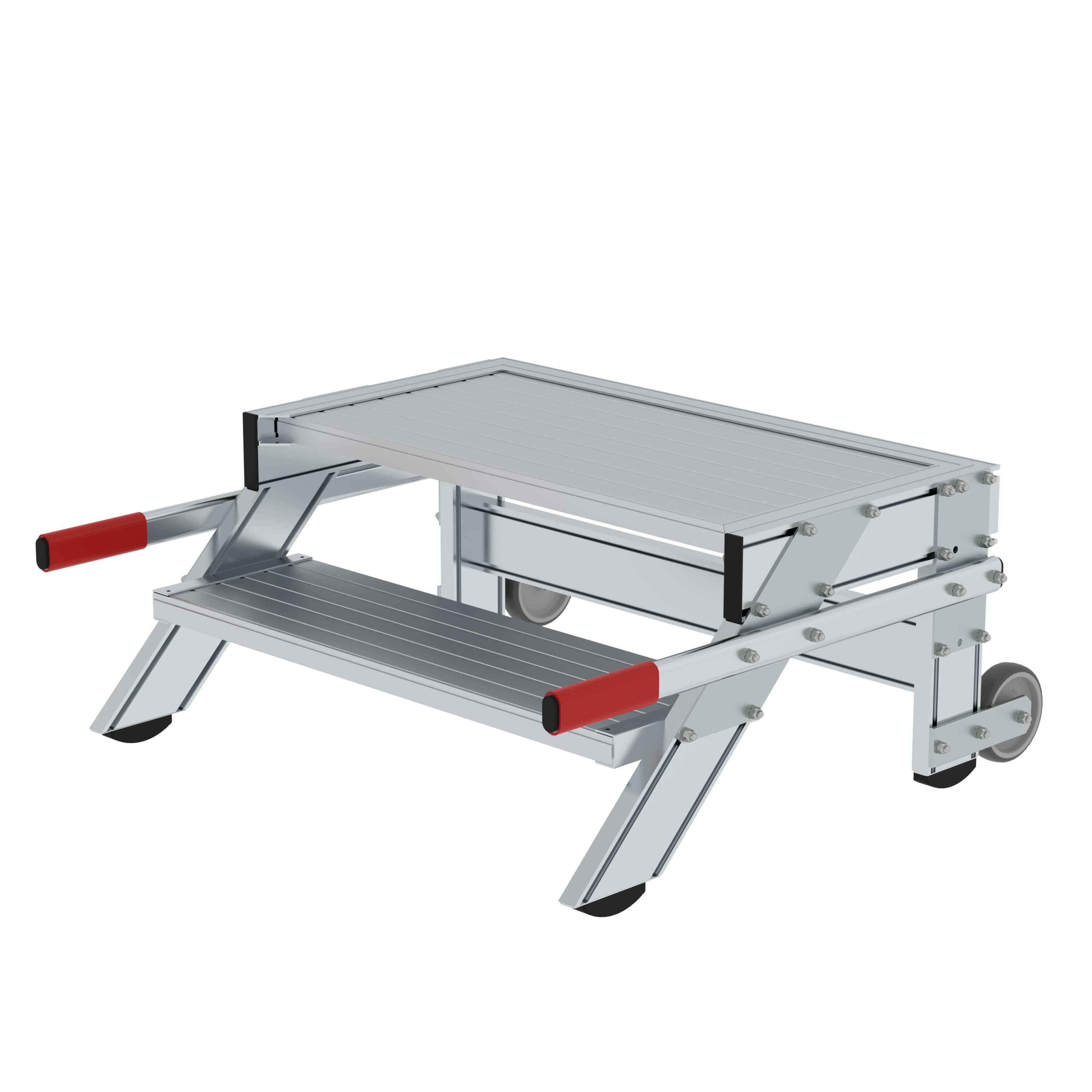 MUNK Arbeitspodest fahrbar, Stufenbreite 800 mm, Aluminium geriffelt